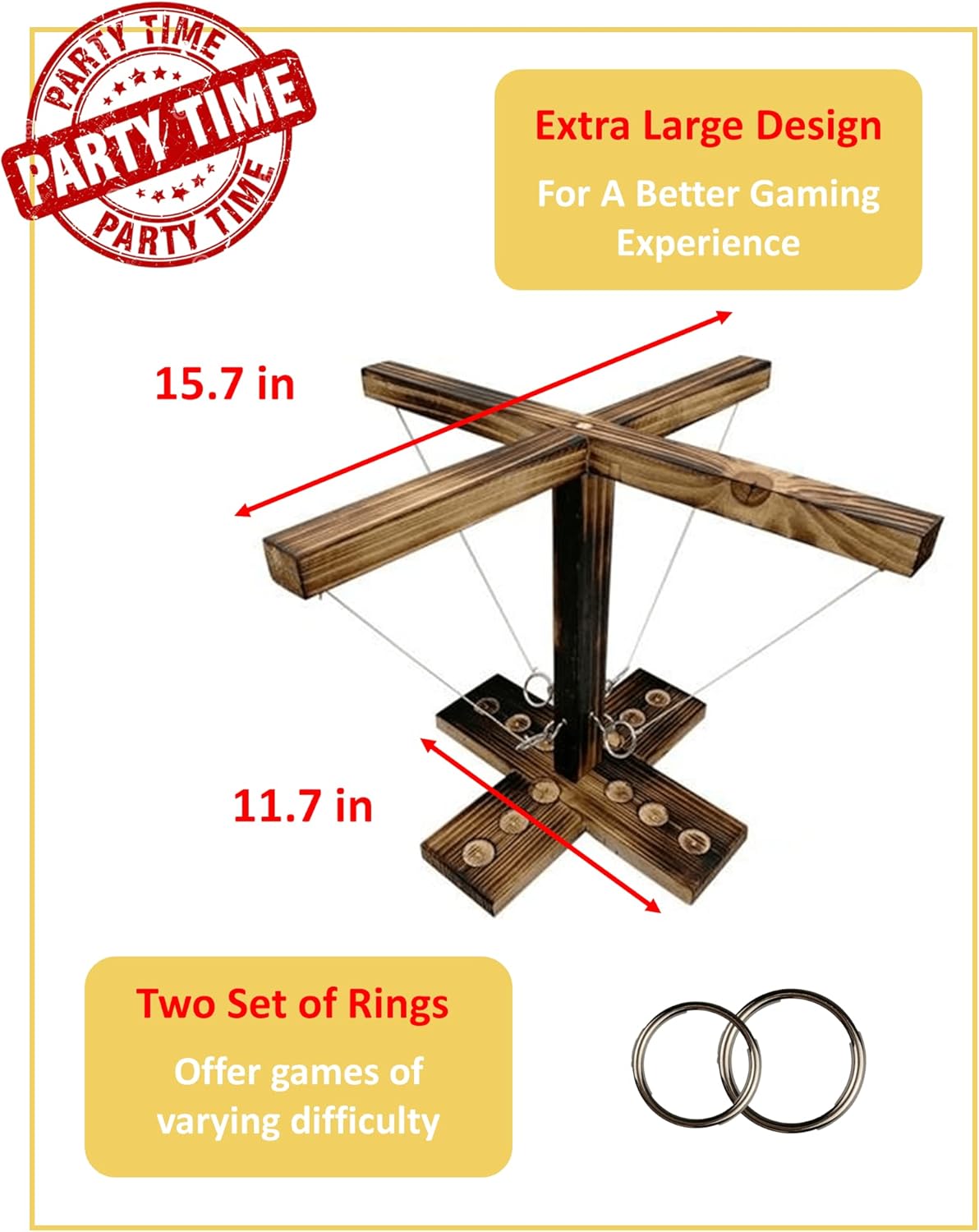 Hook and Ring Toss Game-Hookey Clash Adults Battle Fling Up to 4 Player Tabletop-Ring Game On A String Ringo- Outdoor Games-Bar