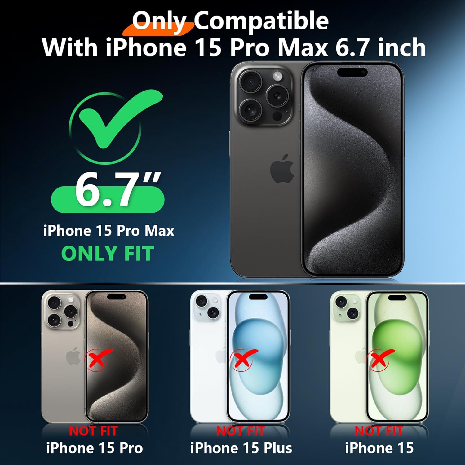 Red2Fire Funda transparente para iPhone 15 Pro Max, transparente y no amarillea, 2 protectores de cámara de vidrio templado y protector de pantalla,