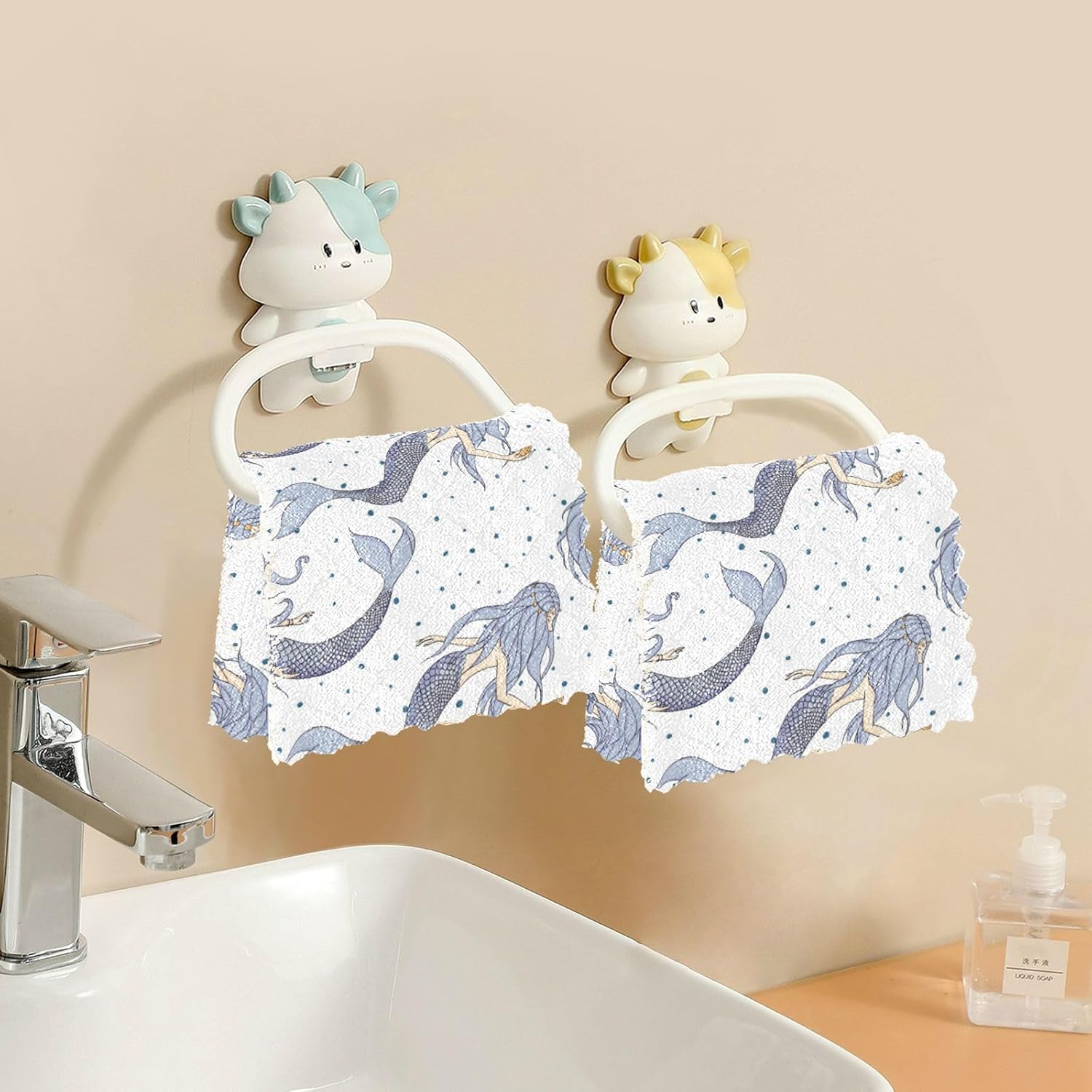 FRODOTGV Mermaids Kawaii Mythical Sea Quality Print Microfiber Cleaning Towels Kitchen Quick Dry 6 Pack Microfiber Drying Towels for Car Detailing