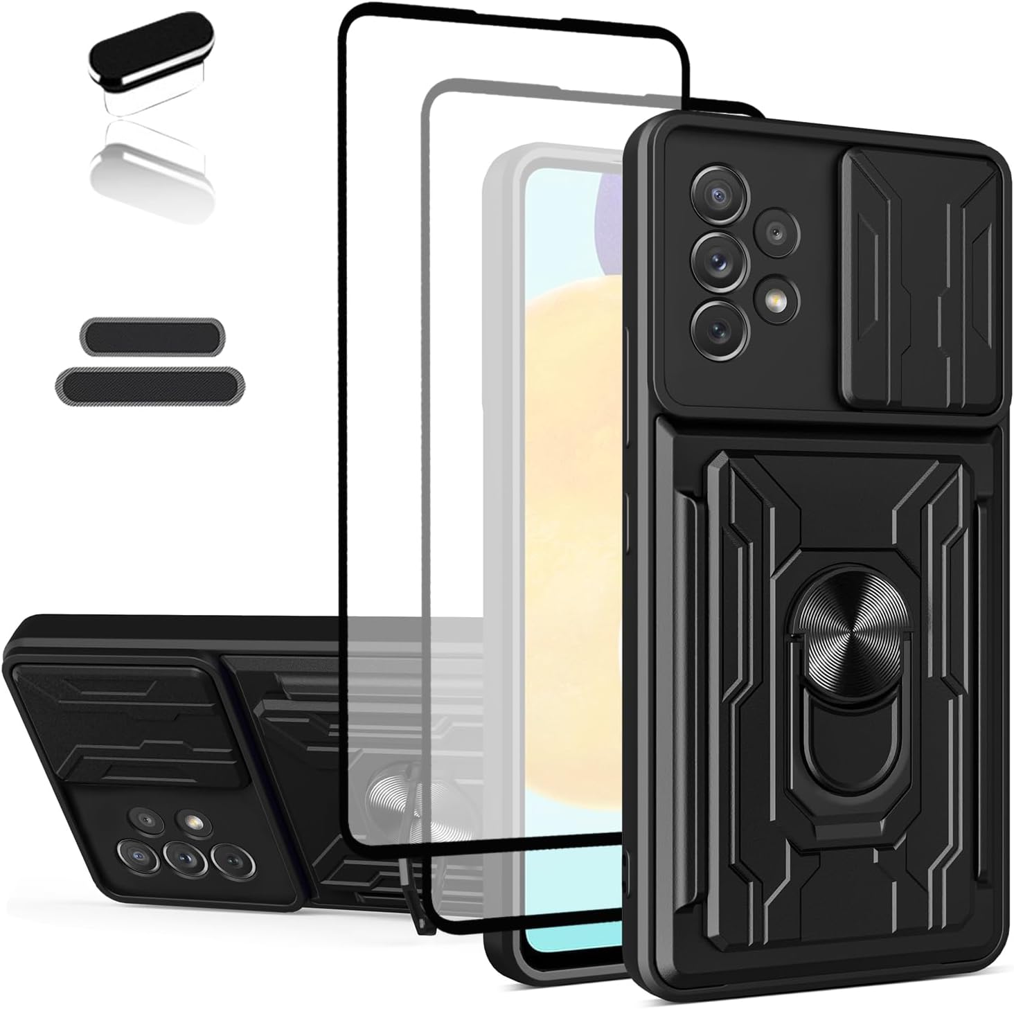 LMDAMZ Funda tipo cartera para Galaxy A73 (5G), ranura para tarjeta de crédito, diseño portátil, resistente, doble capa acolchada, protección de