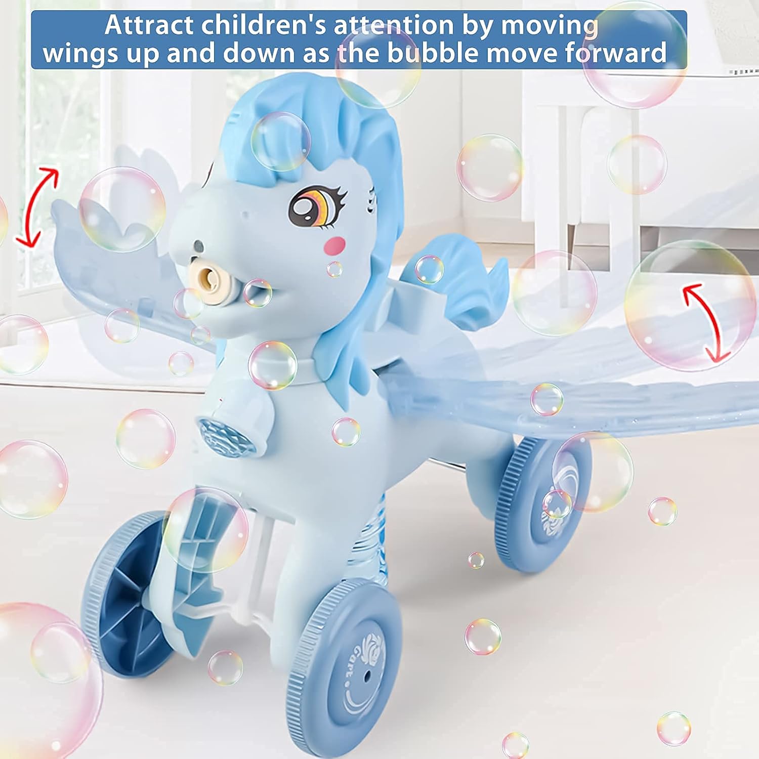 Bubble Machine Blower Blaster Lawn Mower Maker Blue Toy Fun Portable Handheld Operate Automatic Battery Electric Outdoor Summer Birthday Best Gift