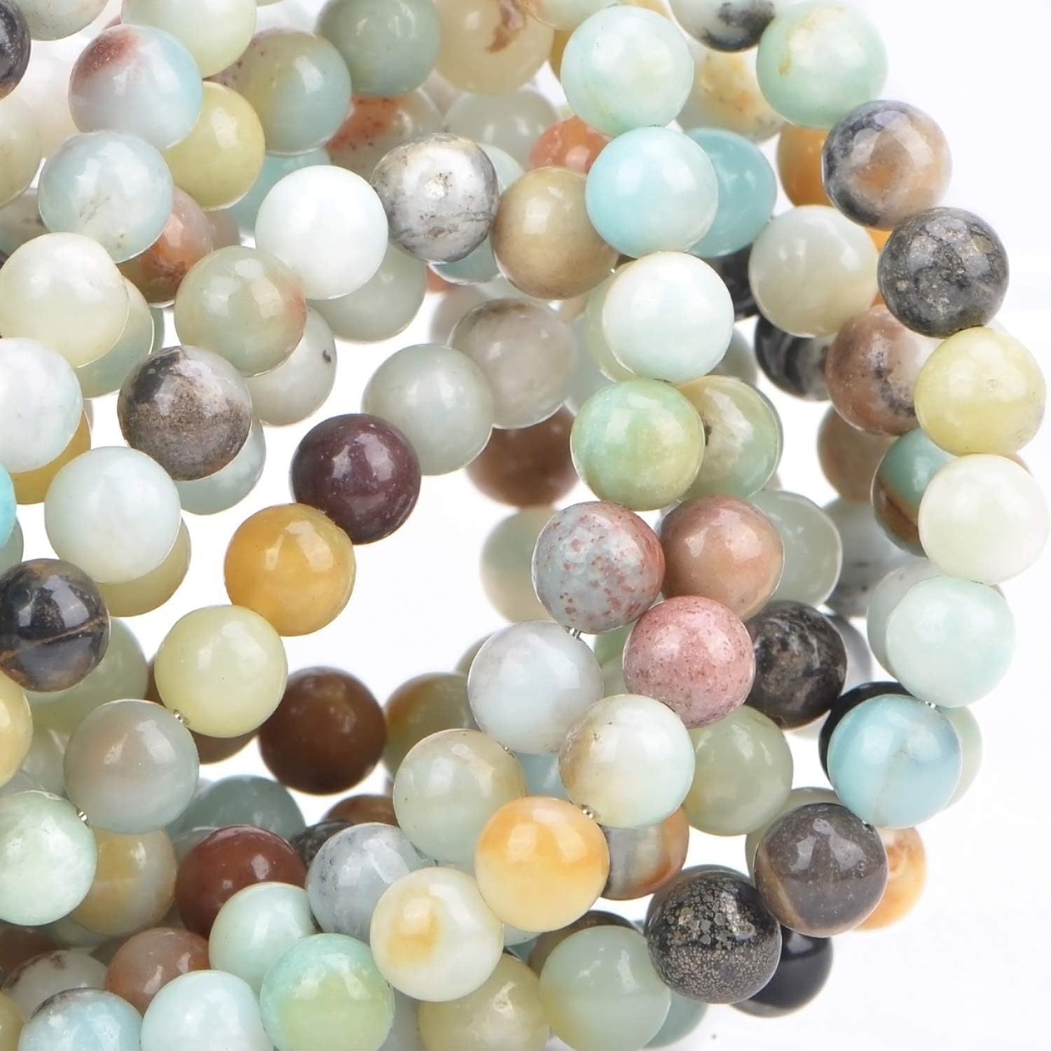 Cuentas de cristal natural con piedras preciosas redondas sueltas de curación de energía con cordón elástico de cristal para hacer joyas.