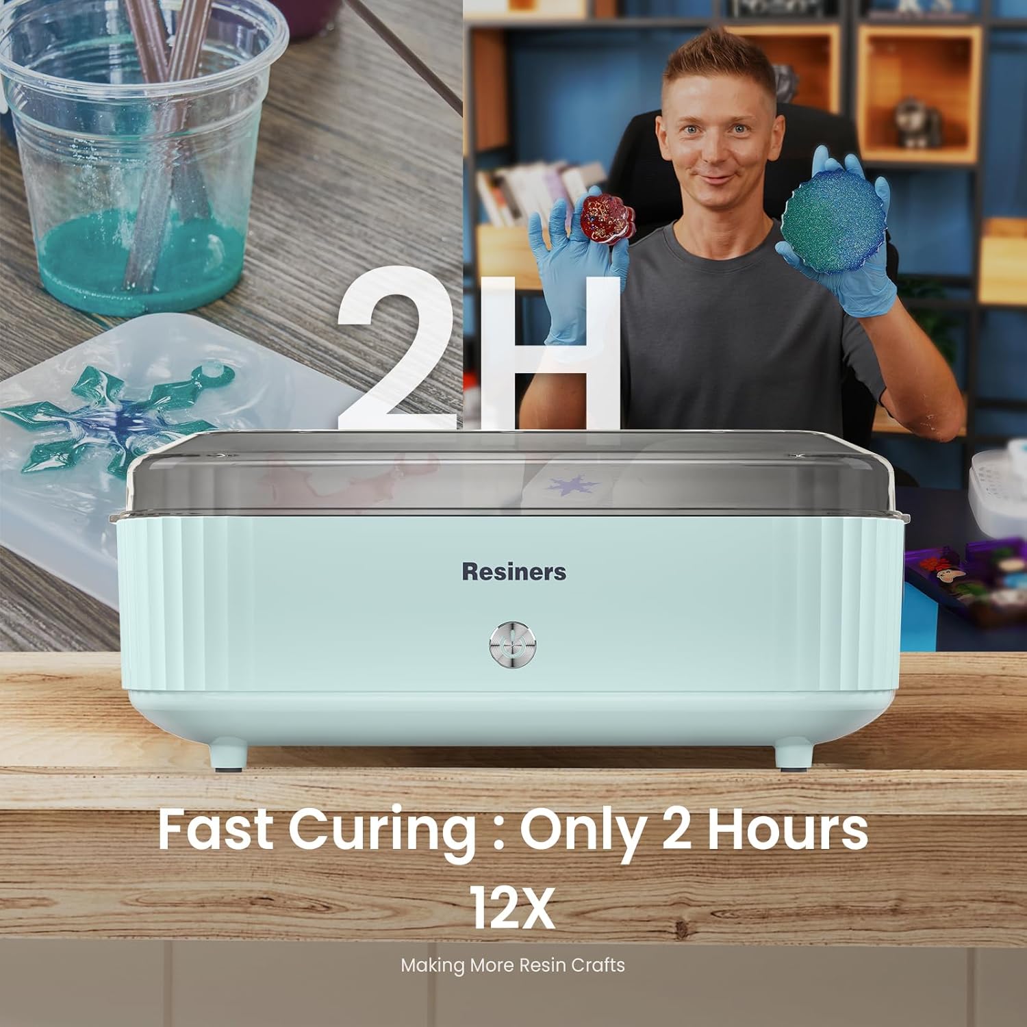 Resiners Máquina de curado de resina con bandeja más grande para arrancador de resina, aire de curado, suministros de resina de curado automático