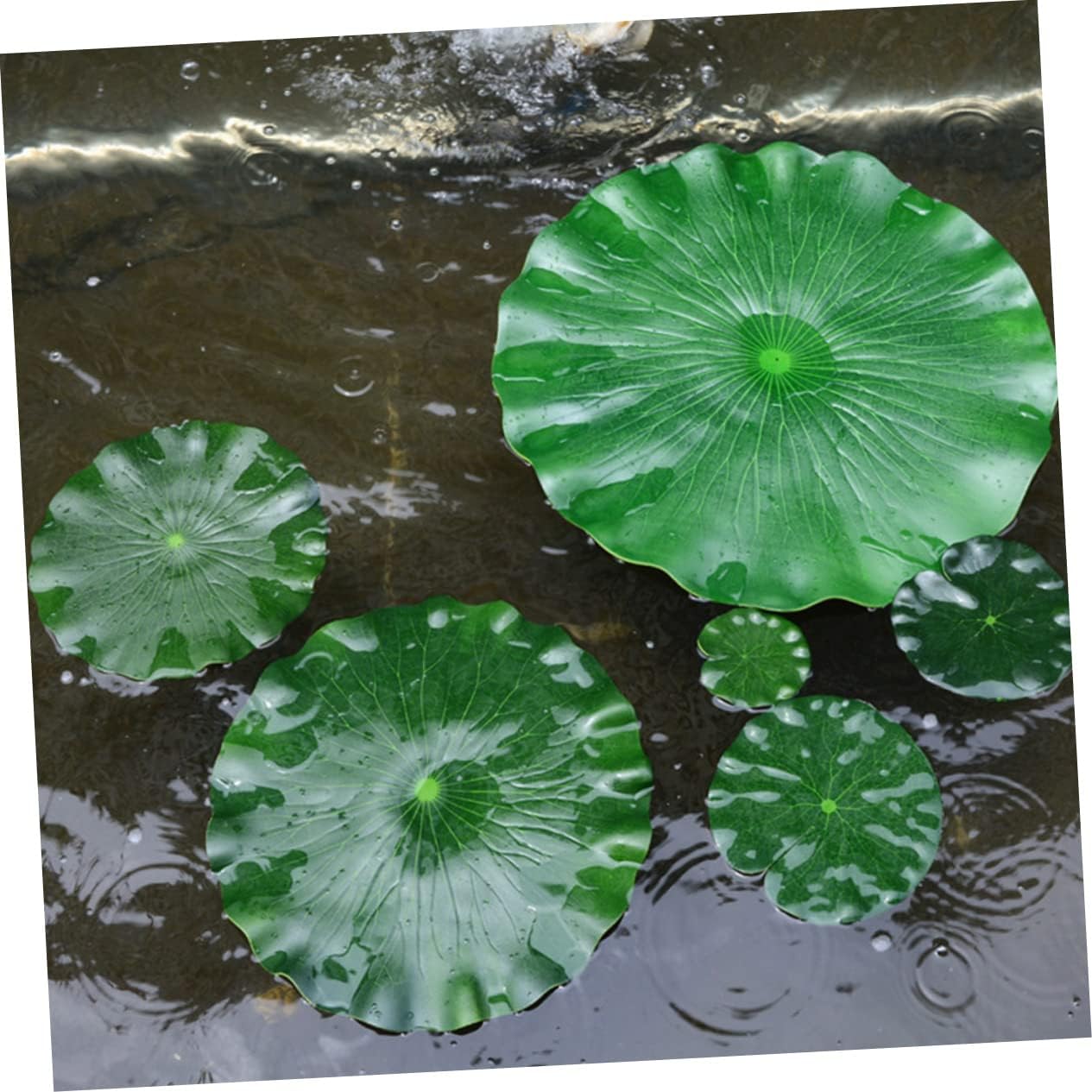 VOSAREA Hojas de loto artificiales, 3 piezas, regadera de hoja de loto simulada para interiores, plantas de aire sintéticas, decoración de follaje,
