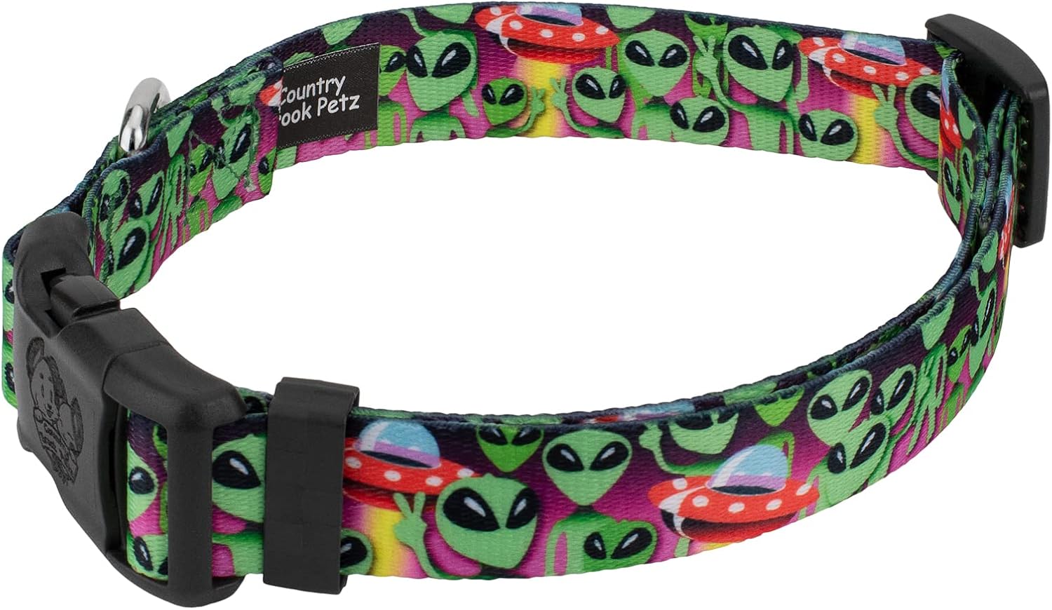 Country Brook Petz – Collar de perro Deluxe Space Aliens – Colección Geek Chic con diseños para cualquier mega fan (12 pulgada, extra pequeño)