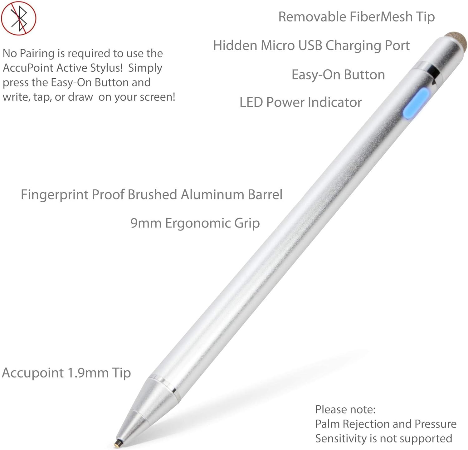 BoxWave Lápiz óptico compatible con Unihertz Atom, AccuPoint Active Stylus, lápiz óptico electrónico con punta ultrafina para Unihertz Atom, color