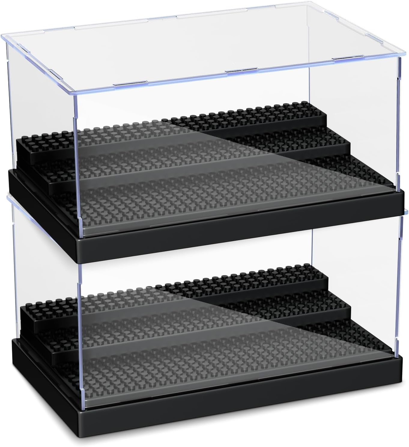 KKU Vitrina para bloques de figuras de acción de minifiguras, caja de exhibición de minifiguras acrílicas, caja de almacenamiento con 3 escalones
