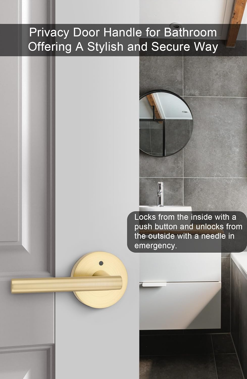 goldenwarm Paquete de 2 manijas doradas para puerta interior, manija de privacidad dorada cepillada, paquete de manijas de puerta interiores de