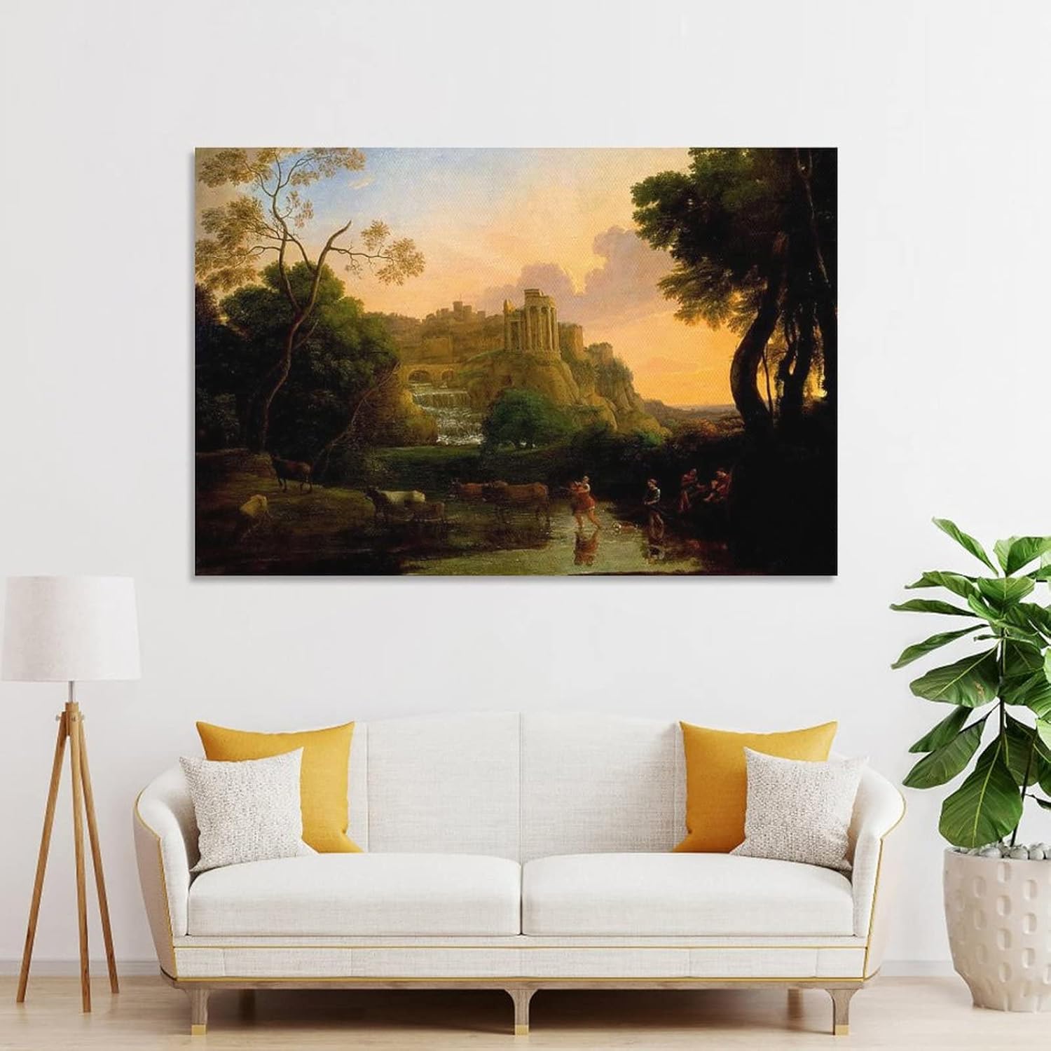 Claude Lorrain – Póster de vista ideal de Tivoli, pintura decorativa en lienzo, arte de pared, póster de sala de estar, pintura de dormitorio, 12 x