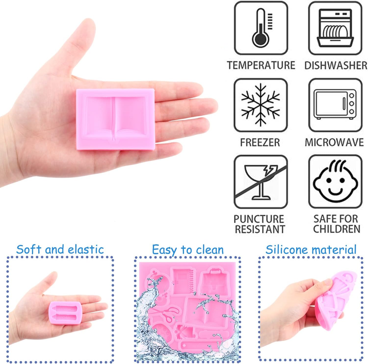 Mujiang Moldes de silicona para el regreso a clases, bolsa escolar, crayón, tijera, paleta de dibujo, regla, molde de fondant para cupcakes,