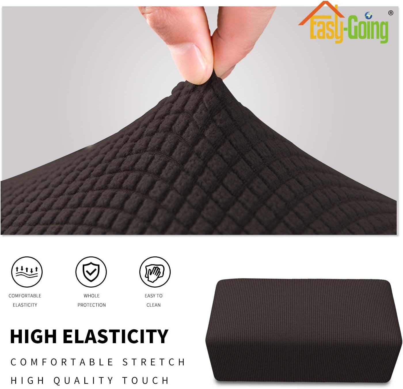 Easy-Going – Funda elástica para taburete otomano, funda protectora para muebles, funda rectangular con parte inferior elástica