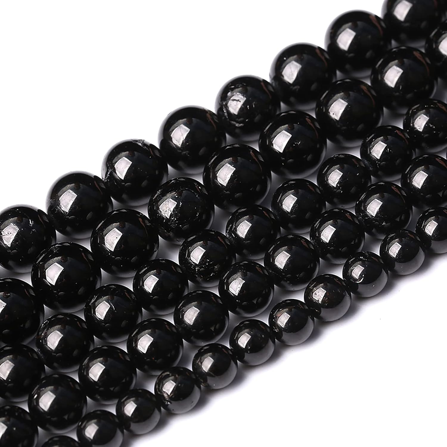 38 cuentas de piedras preciosas de turmalina negra natural AAAA de 0.394 pulgadas (0.394 in), cuentas redondas sueltas para hacer joyas, pulseras y
