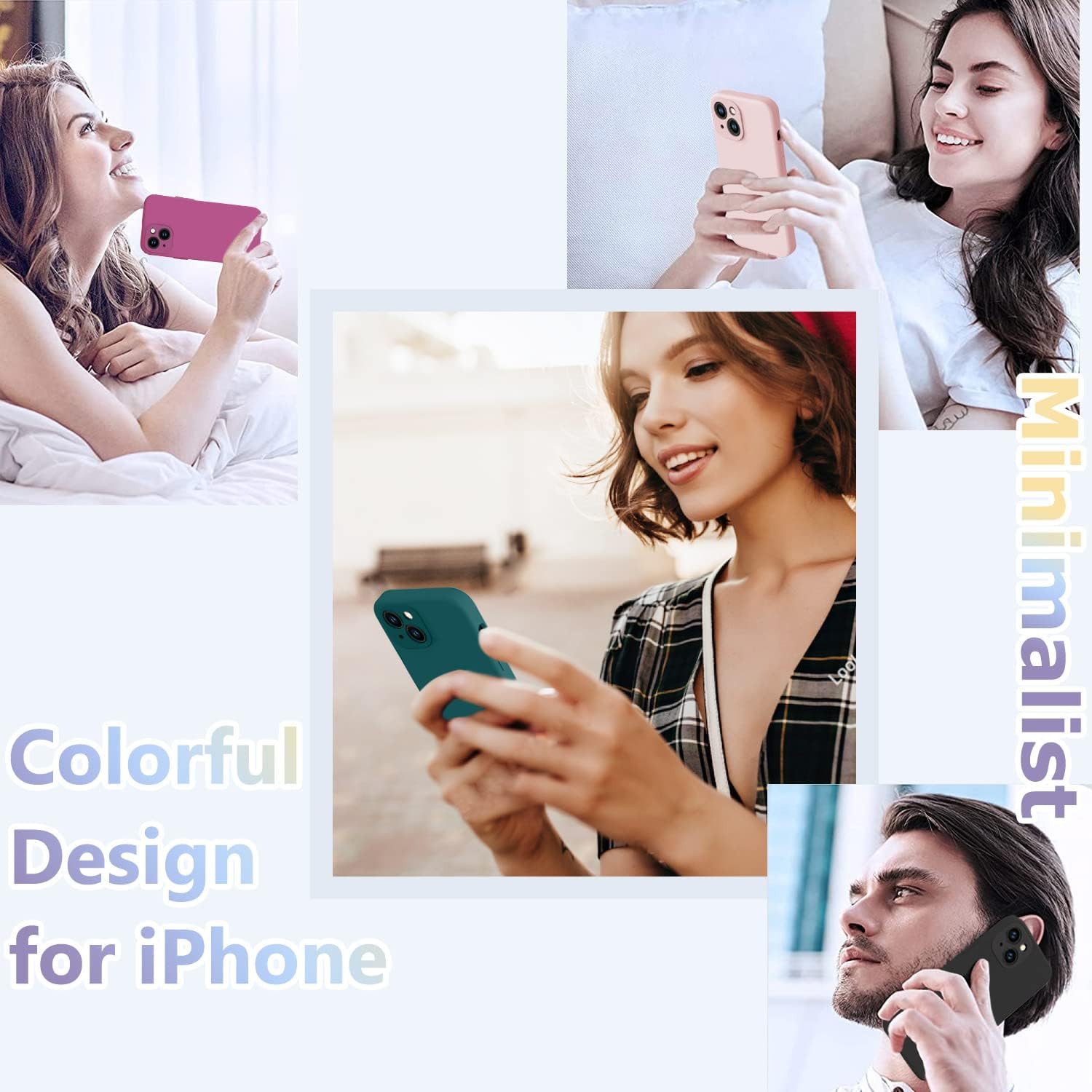 BossKiss Funda compatible con iPhone 13, silicona de alta calidad mejorada protección de cámara 2 protectores de pantalla forro de microfibra suave
