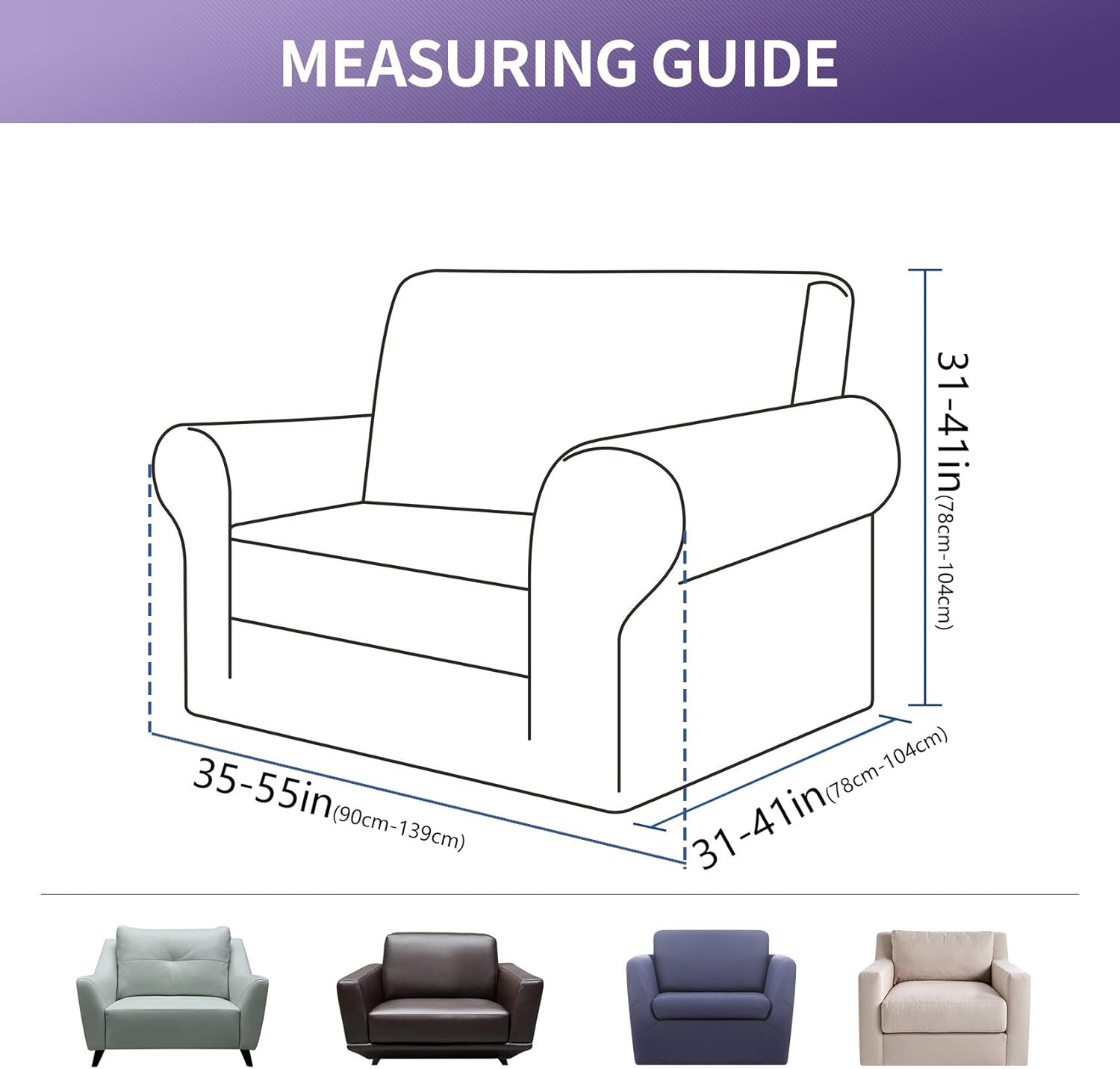 Joccun – Funda elástica para sillón de 1 pieza, funda de sofá de tela jacquard de elastano con parte inferior elástica, protector de muebles lavable