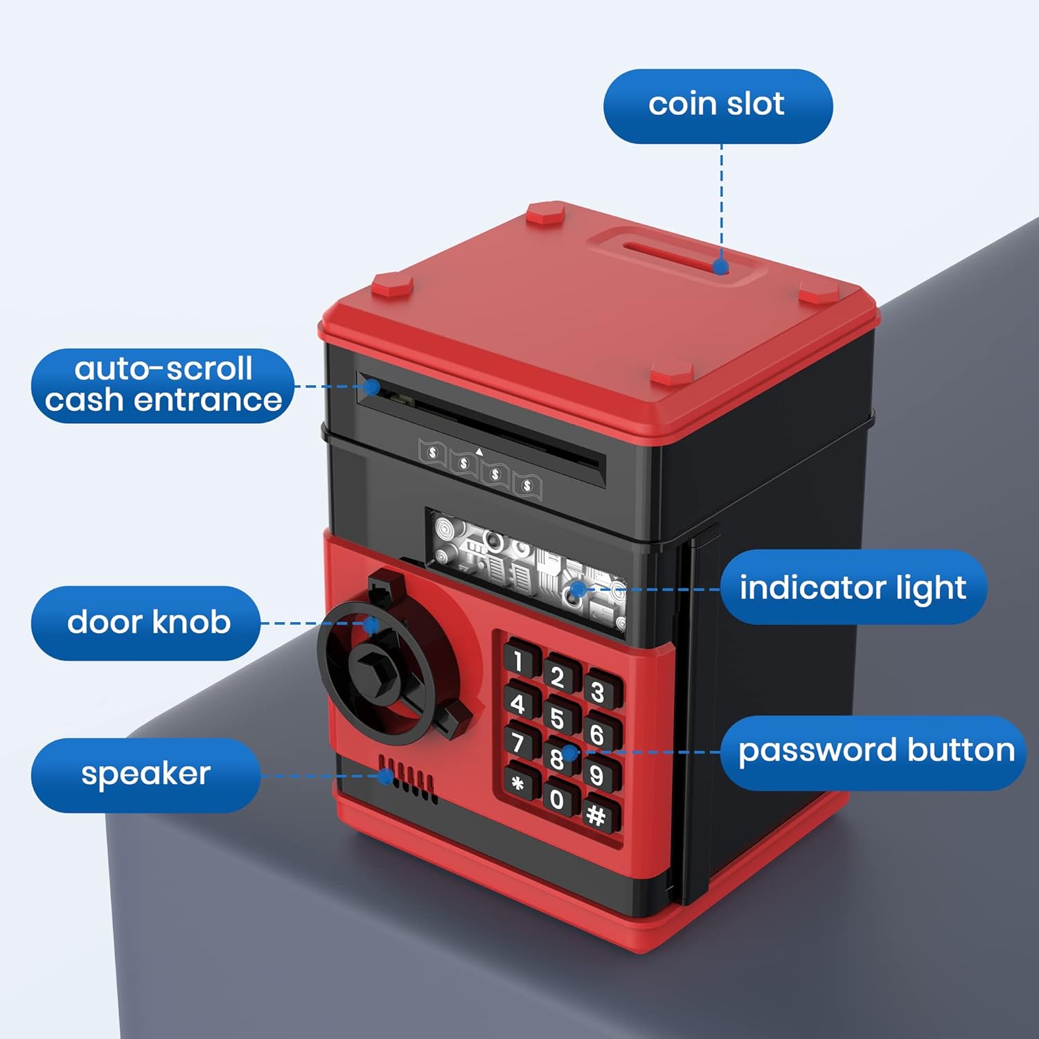 alcancía Electrónica, Banco de Monedas tipo cajero automático, papel de dibujos animados auto deslizante, caja de seguridad con contraseña personal,