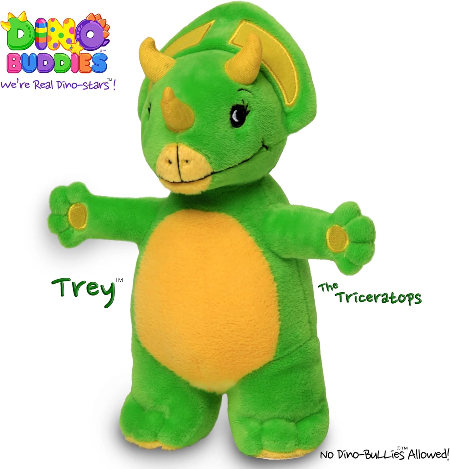 Dino-Buddies Lindo dinosaurio de peluche de juguete, Triceratops – Trey