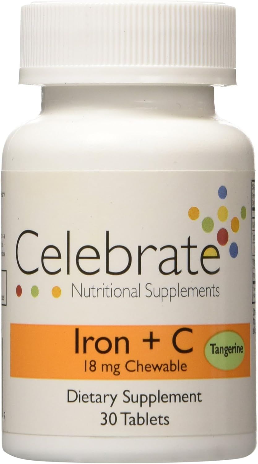 Celebrate Iron+C 18mg mandarina masticable, 30 unidades