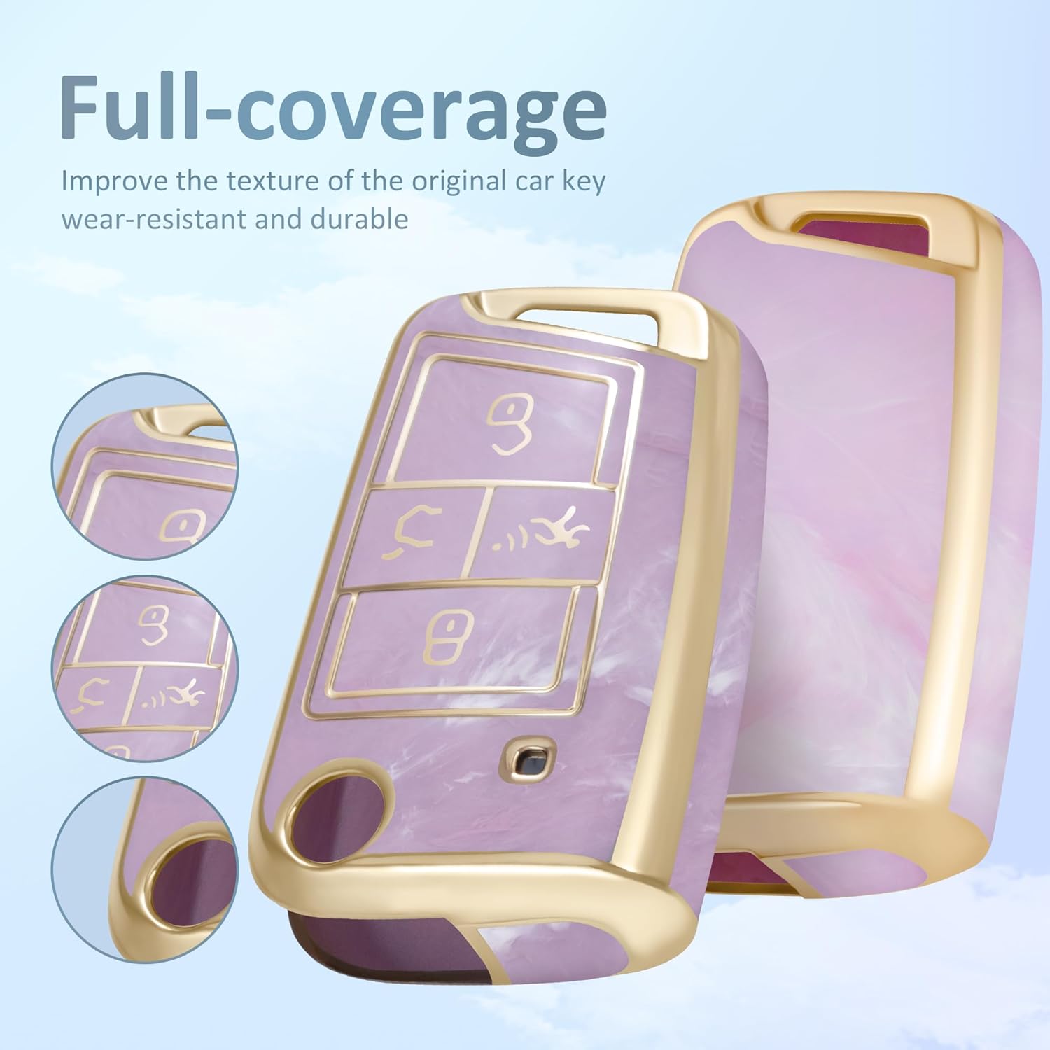 Funda para llavero VW Volkswagen con llavero apto para VW Volkswagen Arteon Atlas Golf Jetta Passat Tiguan Smart Key Case