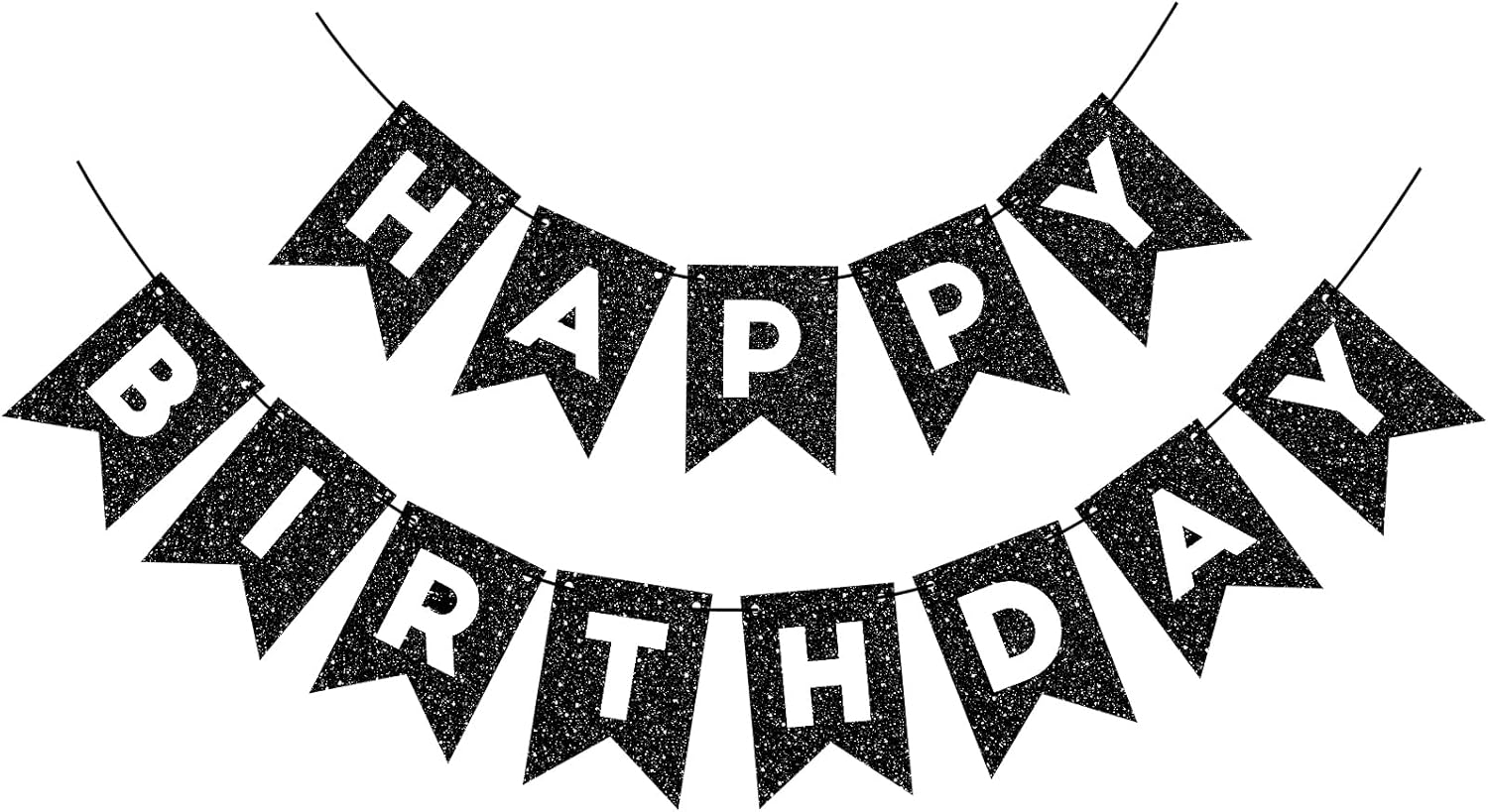 Cartel de feliz cumpleaños negro para telón de fondo con purpurina negra para decoración de feliz cumpleaños para hombres y mujeres, fiesta de