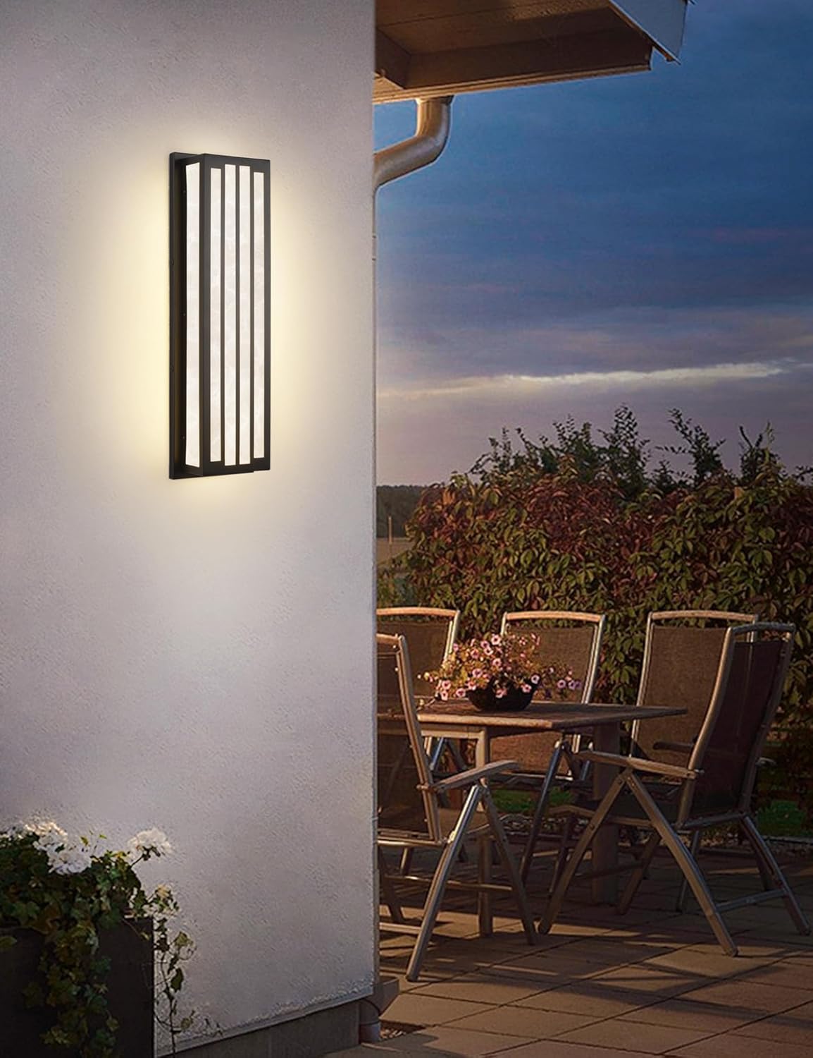 Sconce26W – Luces de pared para exteriores, modernas, para exteriores, 24 pulgadas, pantalla de resina texturizada de mármol, impermeable, para