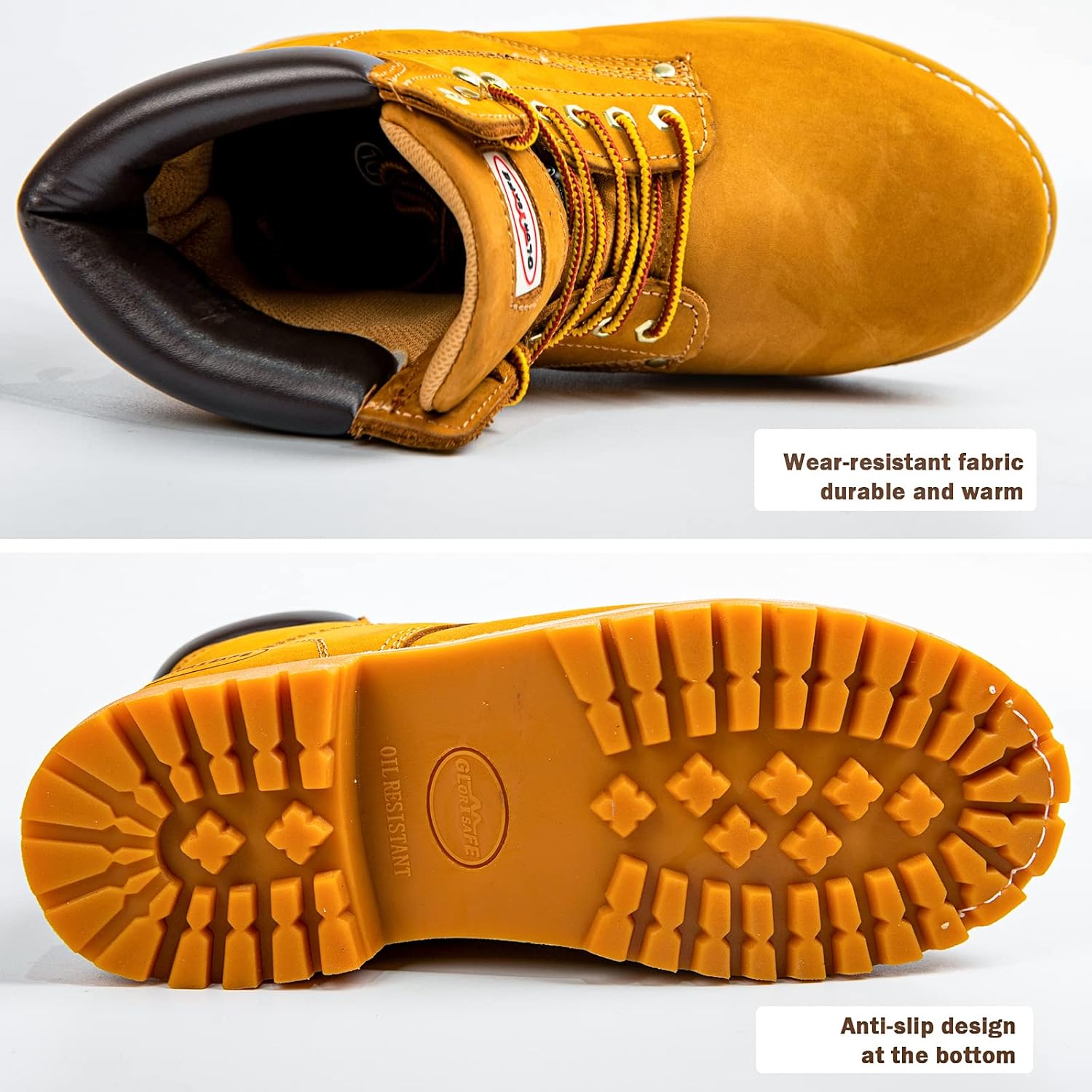 glorysafe Botas de trabajo para hombre con puntera suave, impermeables y antideslizantes, botas de seguridad de 6 pulgadas para construcción, botas