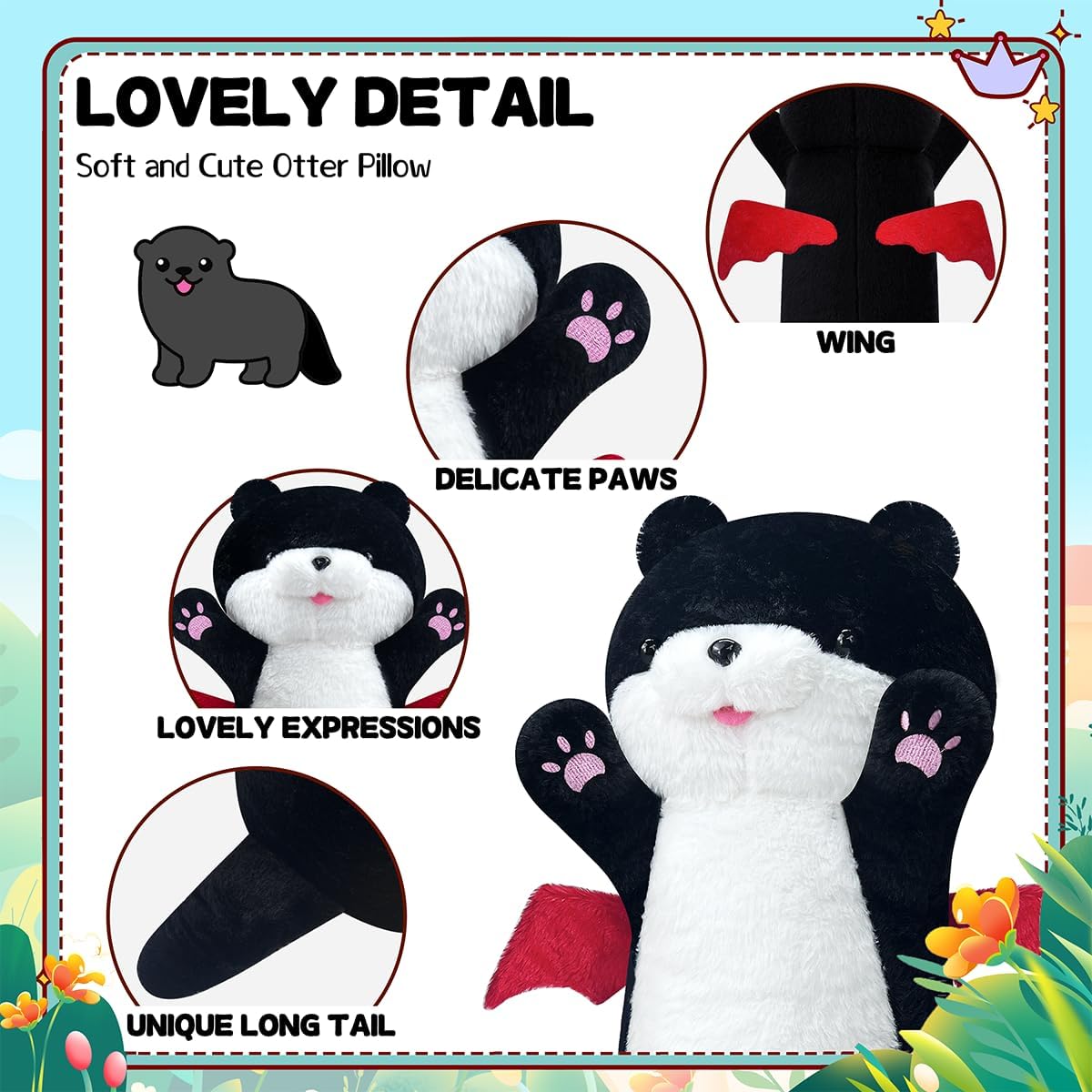Almohada corporal larga de felpa de gato negro de 26 pulgadas, peluche de gato gigante, peluches de Halloween, lindo y suave bebé con peso de nutria
