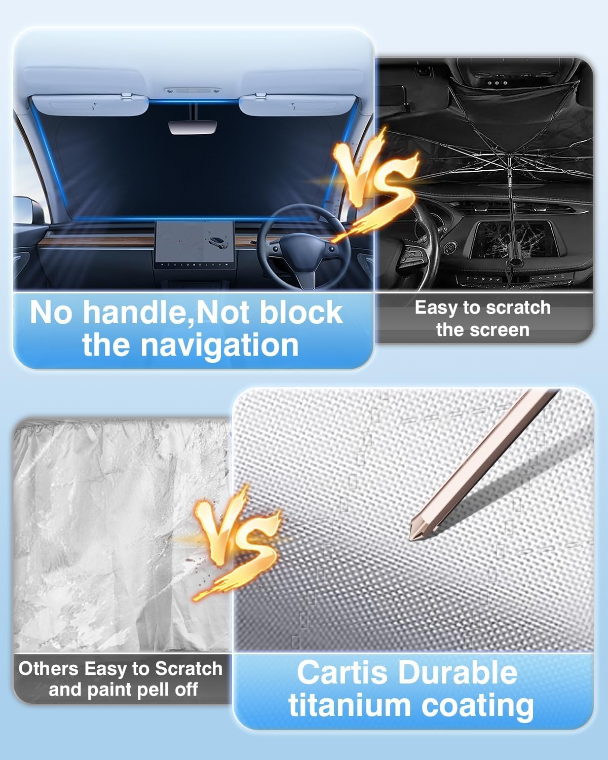 Cartist Parasol de 5 capas para parabrisas de ajuste personalizado para Honda HR-V HRV 2023 2024, accesorios plegable para ventana delantera de