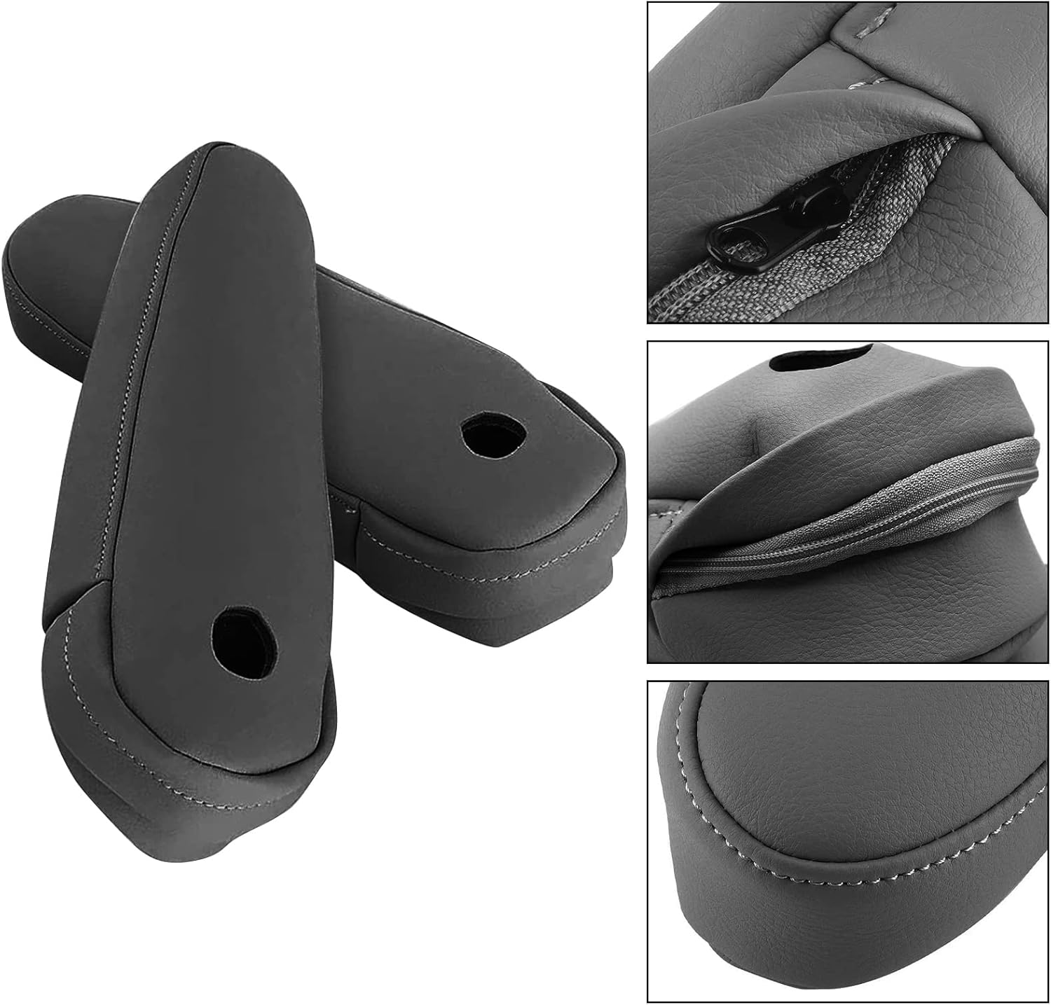 2 fundas de repuesto de cuero negro para reposabrazos compatibles con Lexus RX 300 330 350 2003 2004 2005 2006 2007 2008 2009 (solo parte de cuero)