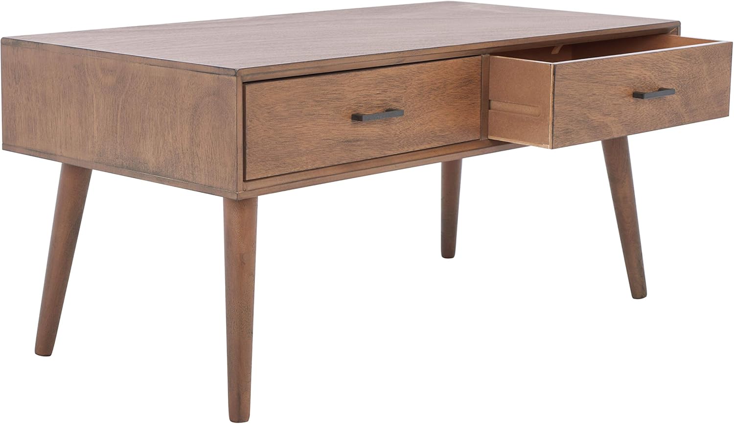 Safavieh Home Collection Mozart Mid-Century – Mesa auxiliar rectangular con 2 cajones, color marrón, 0