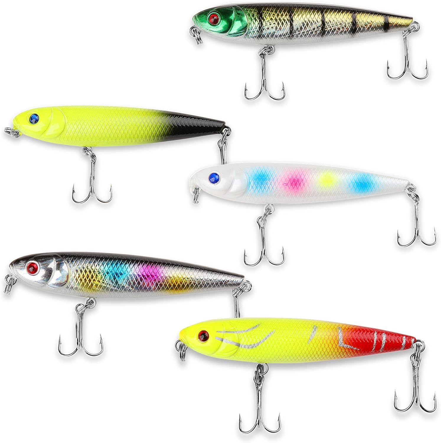 Topwater – Señuelos para lápices de agua, señuelos duros flotantes para lubina, trucha, lucioperca, señuelos flotantes para lápices