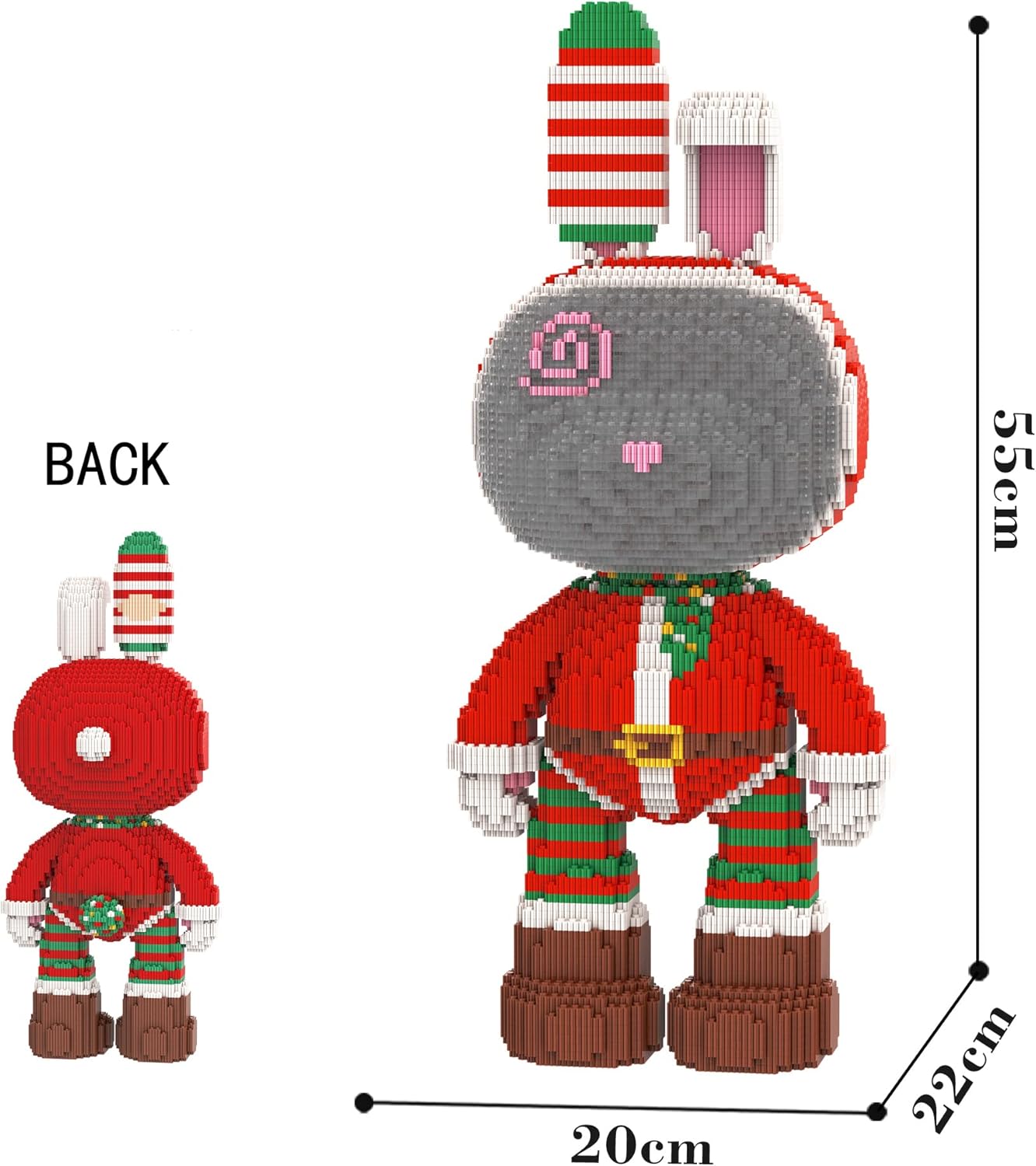 Rabbit Series Christmas Rabbit Micro Mini Blocks Animal Building Blocks Set (8000 Pieces)-Building Toys Gifts for Kid and Adult,Model Set for Display