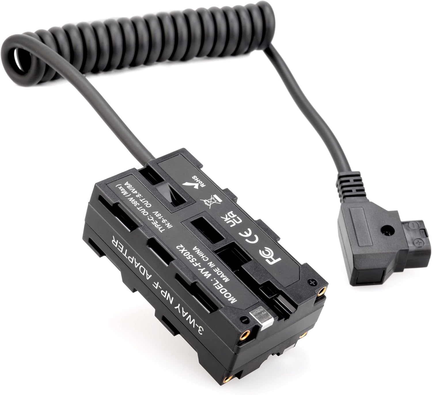D-Tap Ptap a doble cara NP-F550970570770 Adaptador de corriente de batería ficticia para fuente de alimentación fija y síncrona para monitor y
