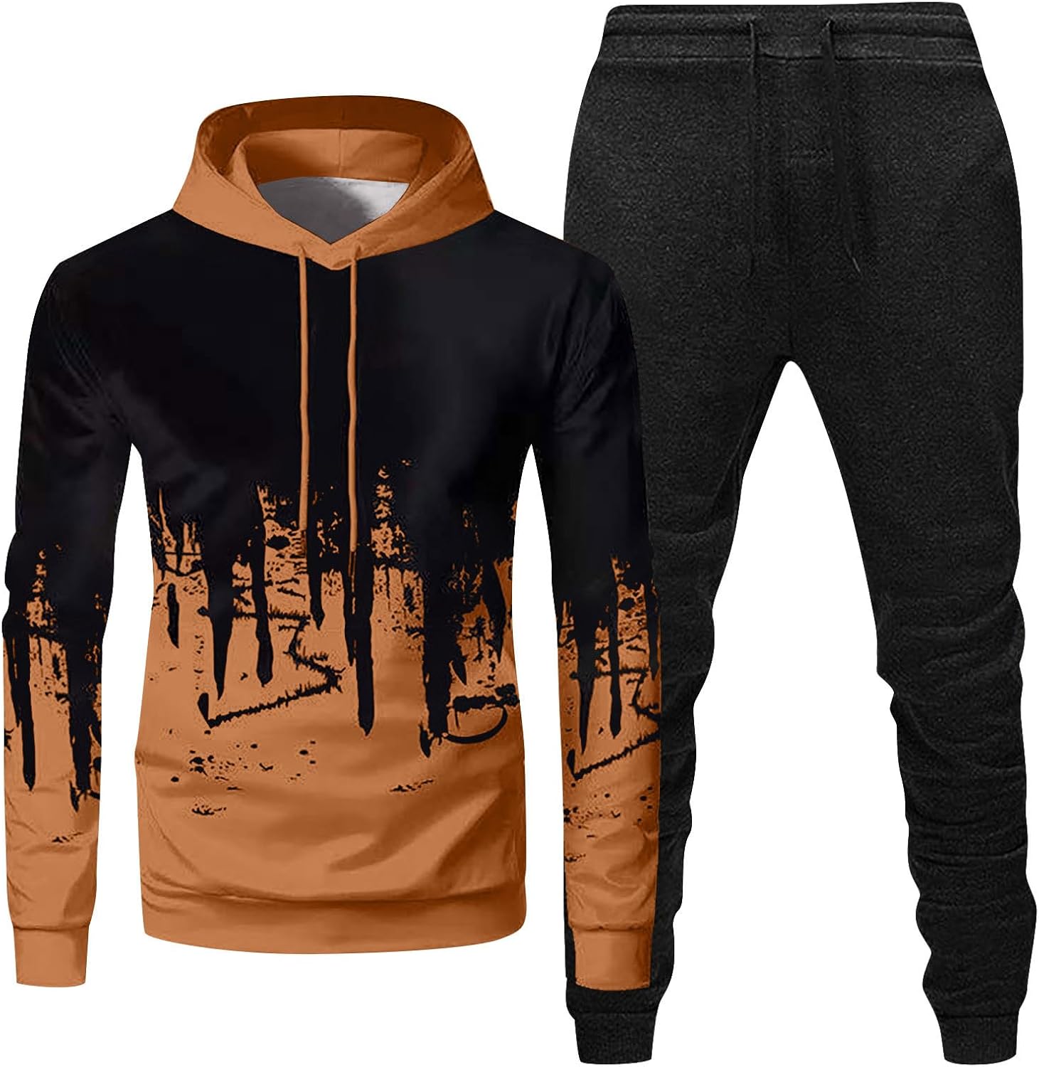WENKOMG1 Conjunto deportivo para hombre, casual, primavera, otoño, correr, sudadera y pantalones deportivos, 2 piezas, gráficos