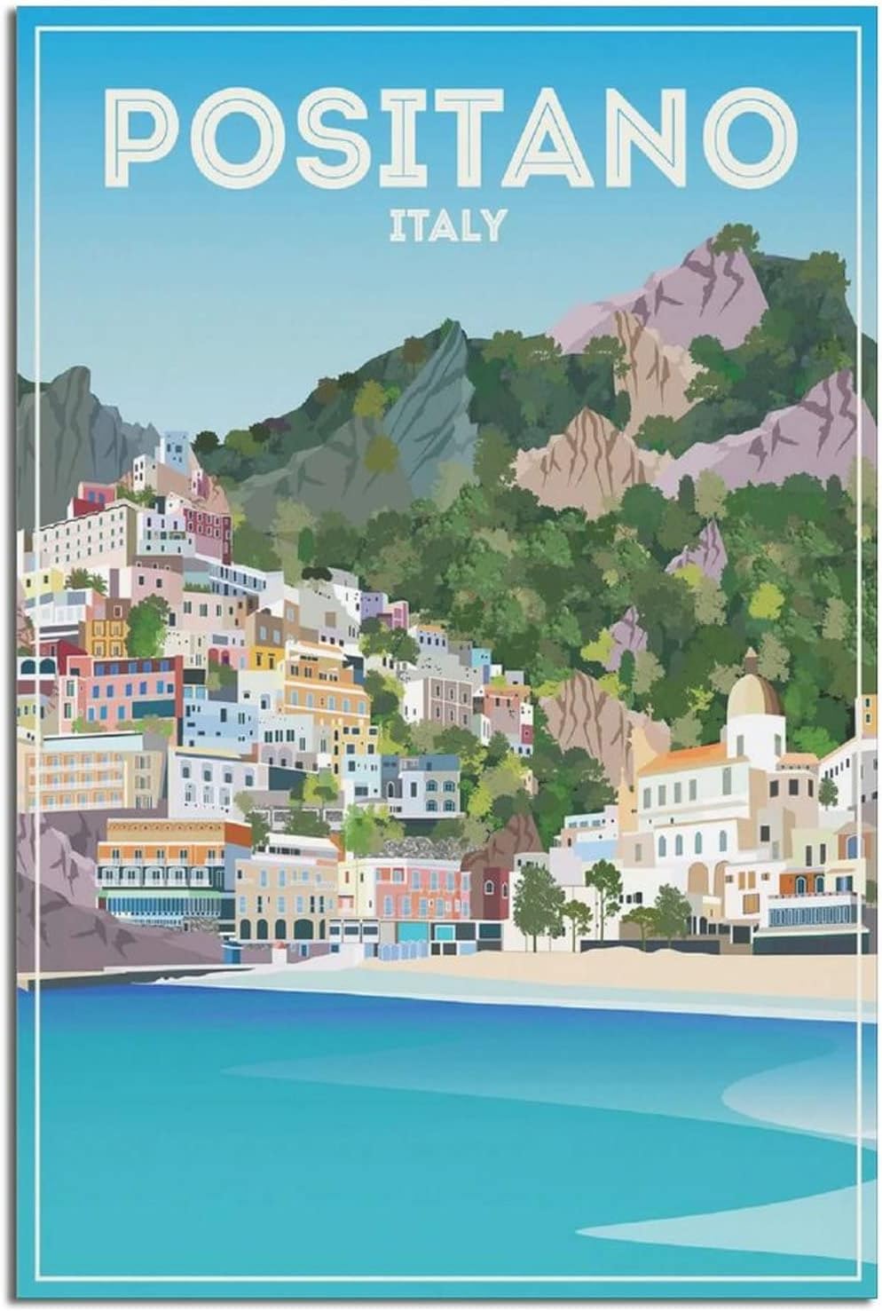 Positano – Póster de viaje vintage con diseño de edificio de Italia, pósteres decorativos de 12 x 18 pulgadas (11.8 x 17.7 in)