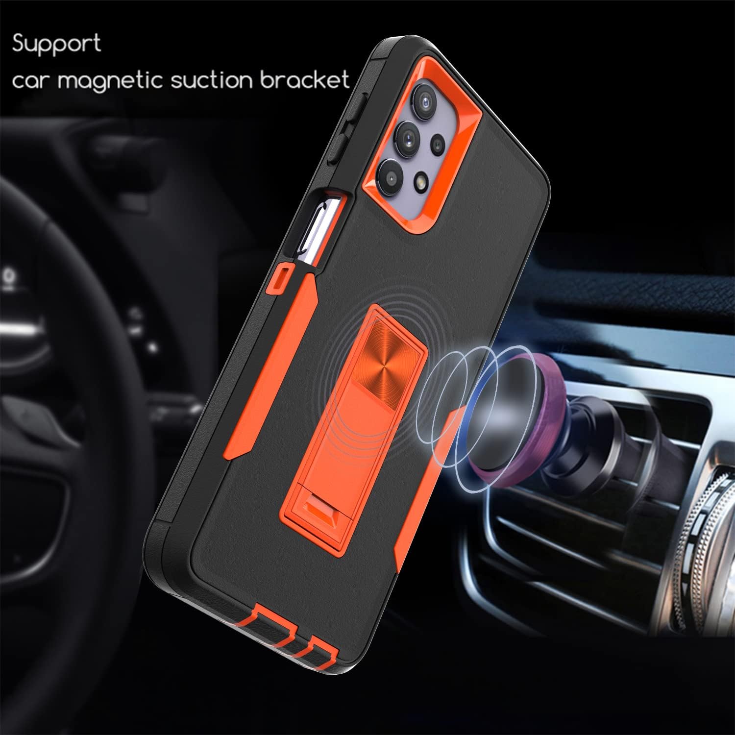 Diseñada para Samsung Galaxy A32 5G Kickstand Funda con protección contra caídas de grado militar, funciona con soporte magnético para automóvil, a