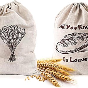 Bolsas de pan reutilizables de lino para contenedor de pan casero, juego de 2 almacenamiento de pan reutilizables, almacenamiento grande natural Bolsas de pan reutilizables de lino para contenedor de pan casero, juego de 2 almacenamiento de pan reutilizables, almacenamiento grande natural