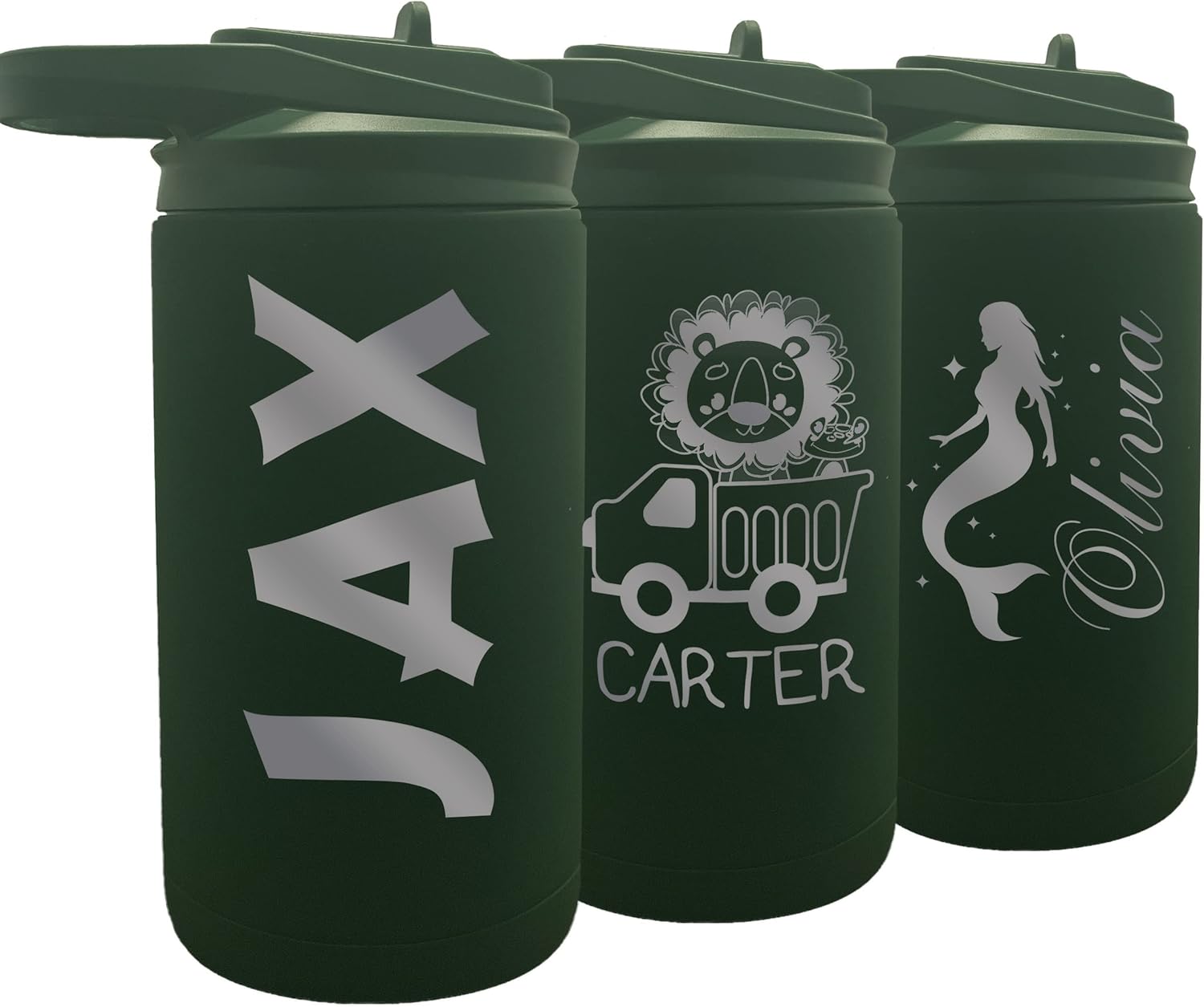 Botella de agua de alta calidad personalizada de 12 onzas con pajilla, vaso aislado de doble pared para niños, niñas, escuela y deportes, grabado