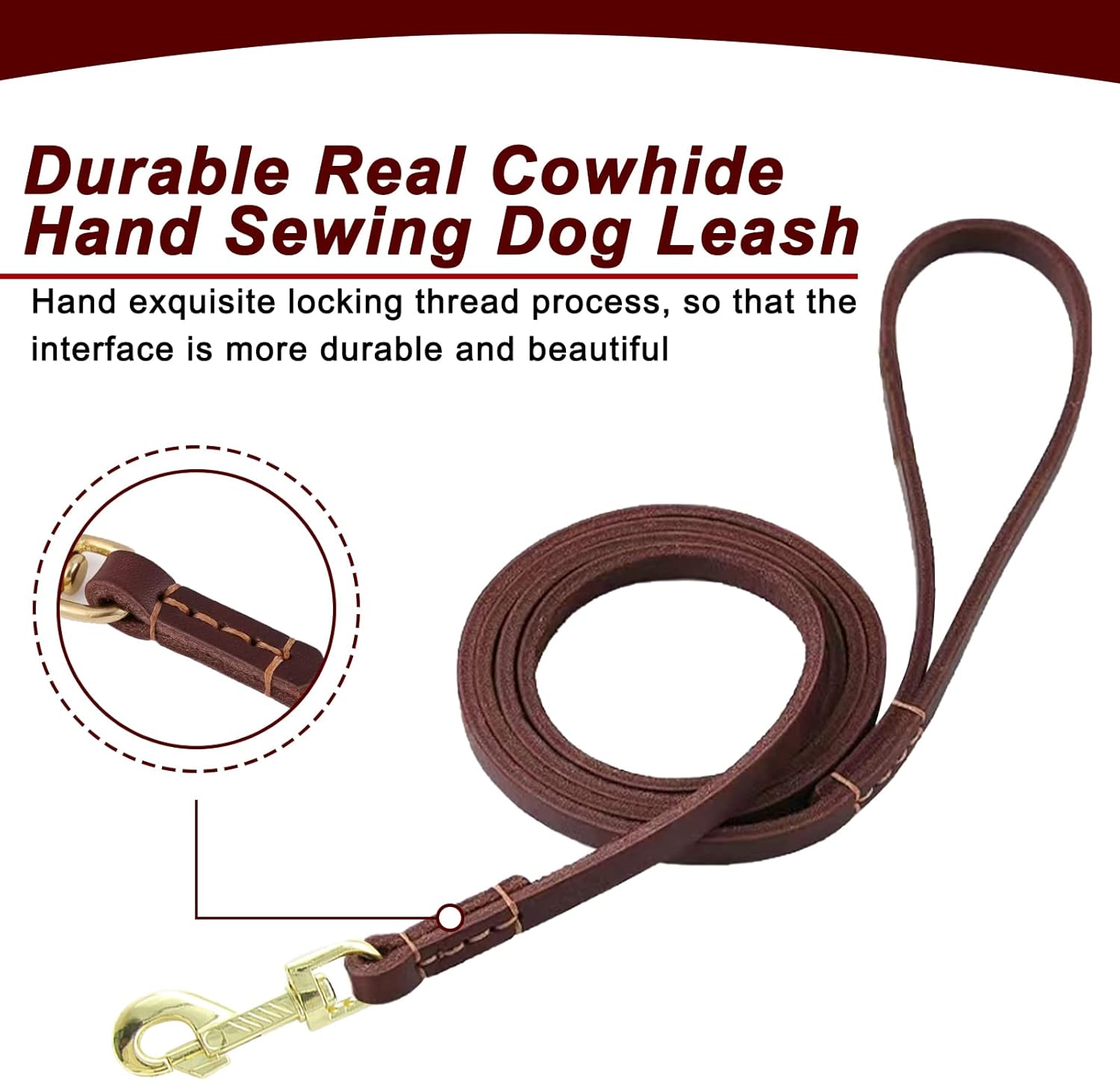 Correa de cuero para perro de 6 pies x 25 pulgadas, correa trenzada duradera para entrenamiento de perros, correa de cuero resistente y resistente,