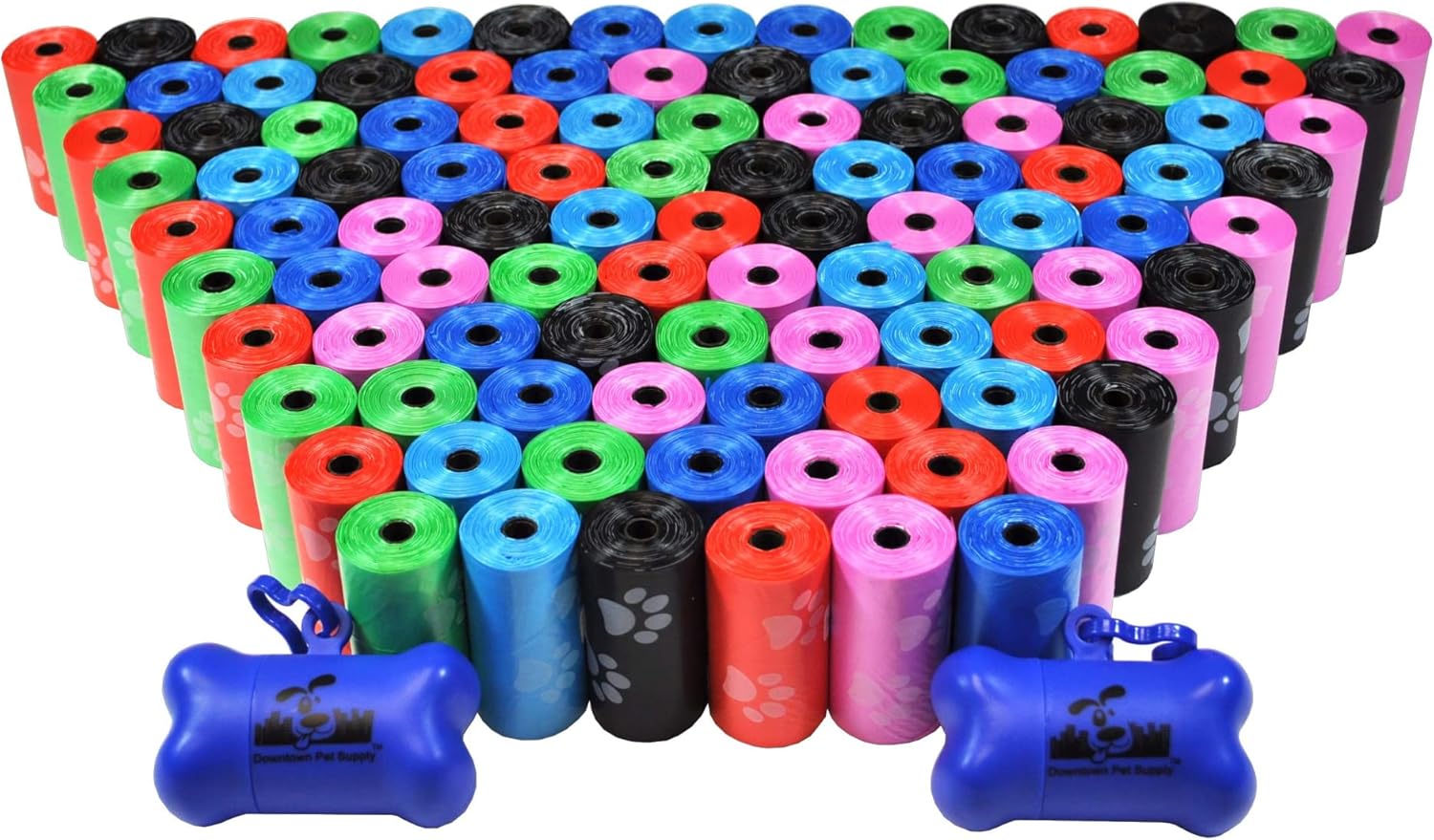 Downtown Pet Supply – Bolsas grandes para excrementos de perro con 2 clips para correa de perro y dispensadores de bolsas de excremento – Bolsas de