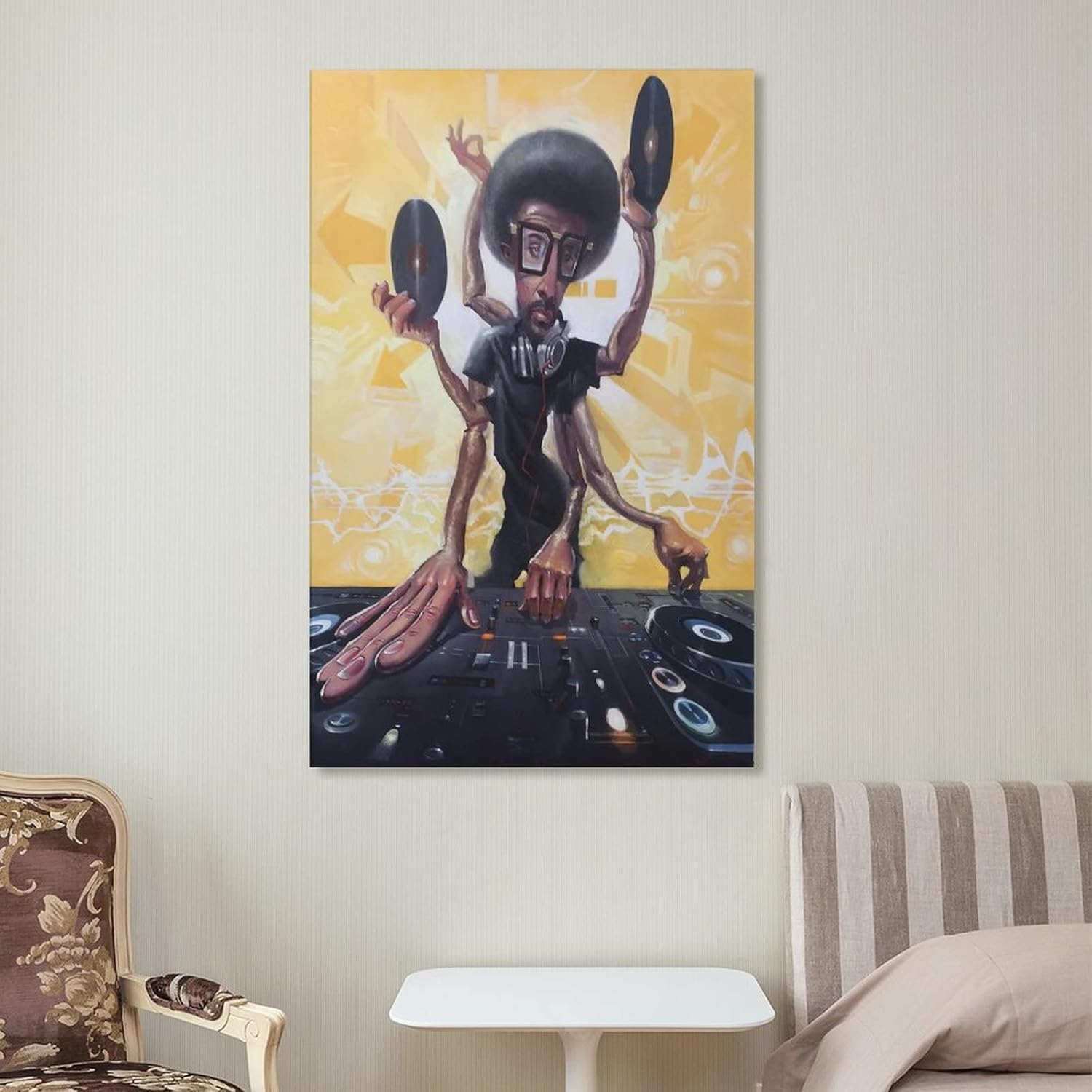 Justin Bua – Póster de arte abstracto negro de DJ de rock, decoración del hogar, póster para colgar en la pared, para dormitorio, pintura