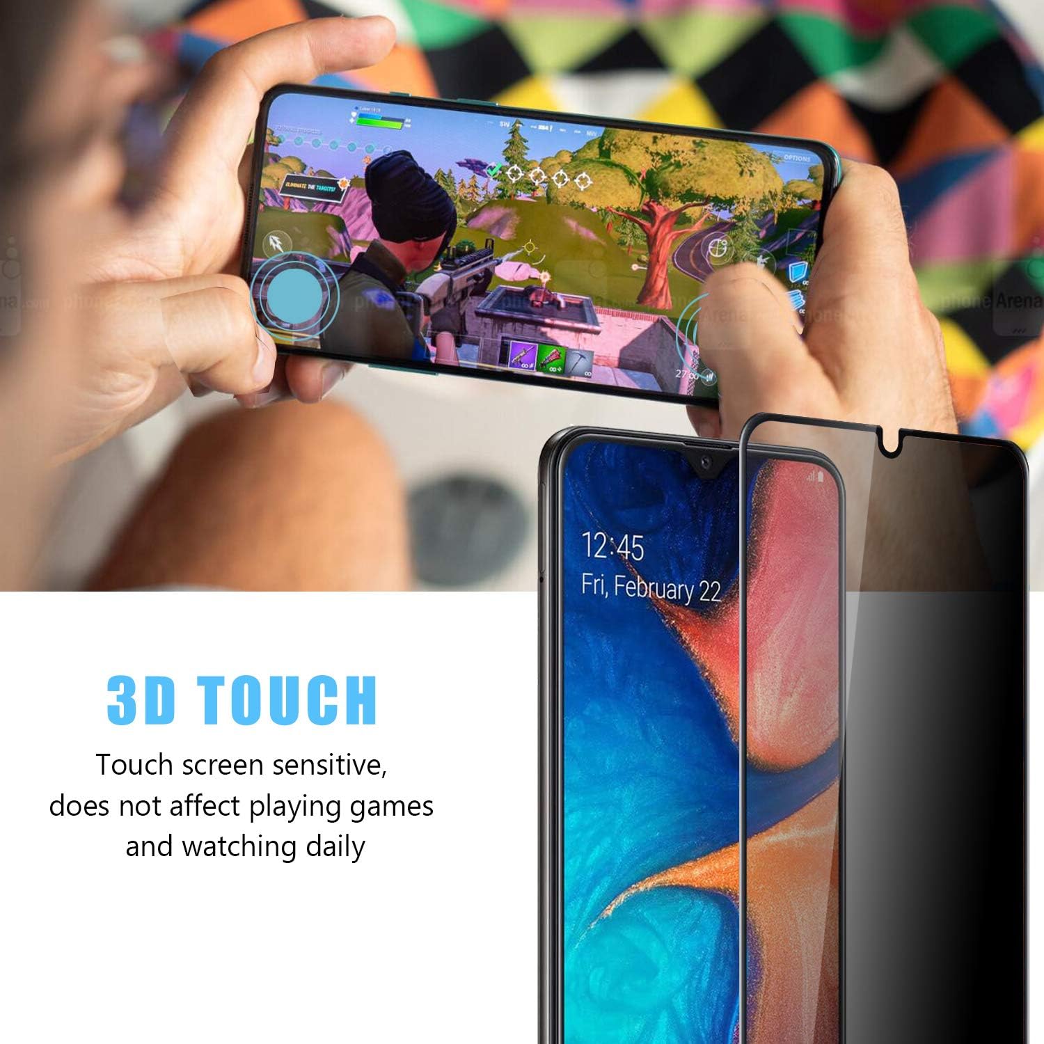 Anbzsign – Protector de pantalla de privacidad para Samsung Galaxy A20, cobertura completa, antiespía, privacidad 9H, dureza 9H, vidrio templado