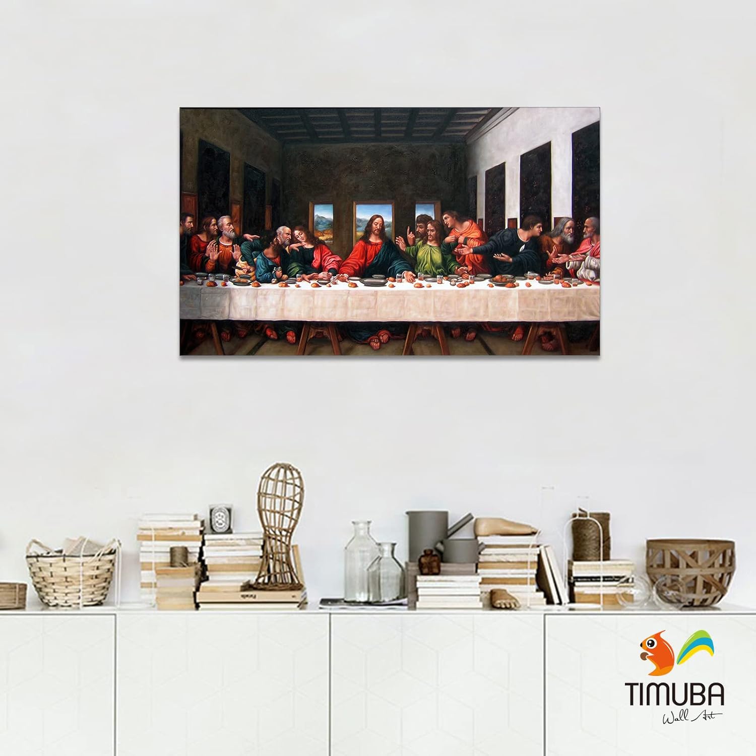Pintura de la Última Cena – Lienzo decorativo de pared de la última cena, decoración de pared para comedor, La Ultima Cena Cuadro, imagen moderna de