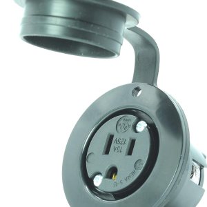 Journeyman-Pro 5279 15 Amp 120-125 voltios, salida con brida NEMA 5-15, grado comercial negro, 2 polos-3 cables, receptáculo de cargador de enchufe Journeyman-Pro 5279 15 Amp 120-125 voltios, salida con brida NEMA 5-15, grado comercial negro, 2 polos-3 cables, receptáculo de cargador de enchufe
