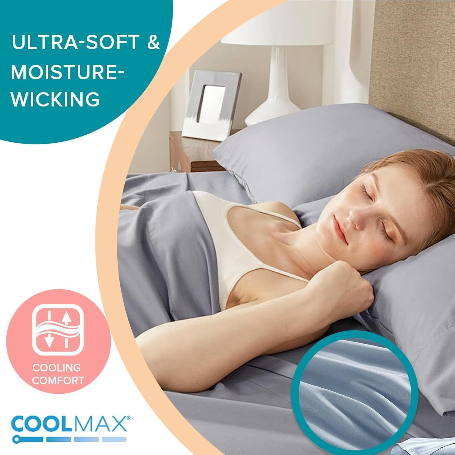 Comfort Spaces – Sábana bajera Coolmax supersuave y resistente a la decoloración que absorbe la humedad con elásticos alrededor que se adapta a