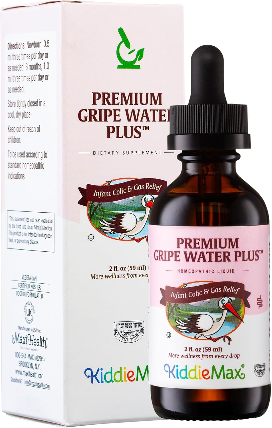 Maxi Health Homeopathic Gripe Water for Baby – Cólico infantil, hipo, alivio de gases  Gotas de acción rápida a base de hierbas de primera calidad