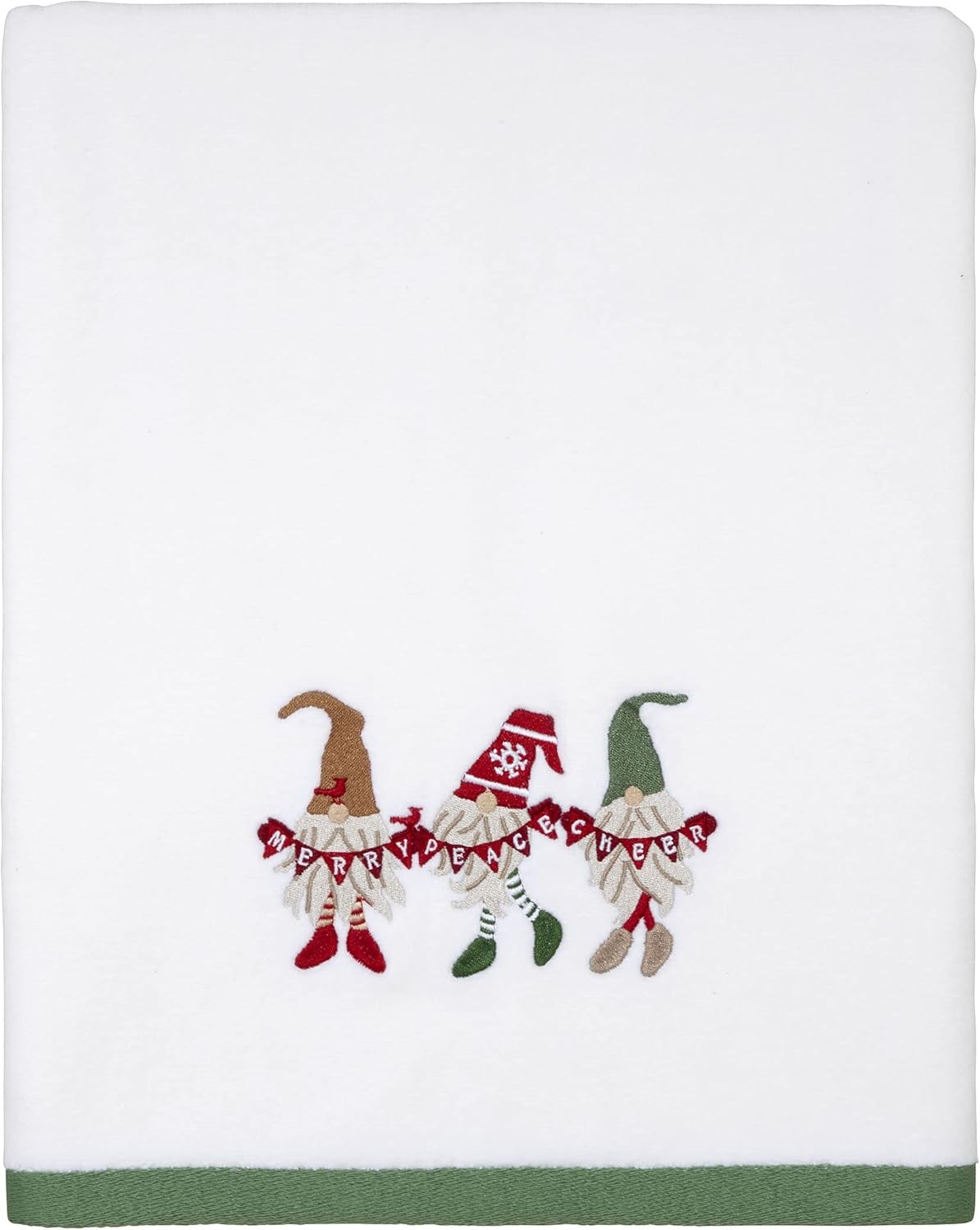 Avanti Linens – Toalla de baño, 100% algodón, decoración navideña (Merry Gnome)