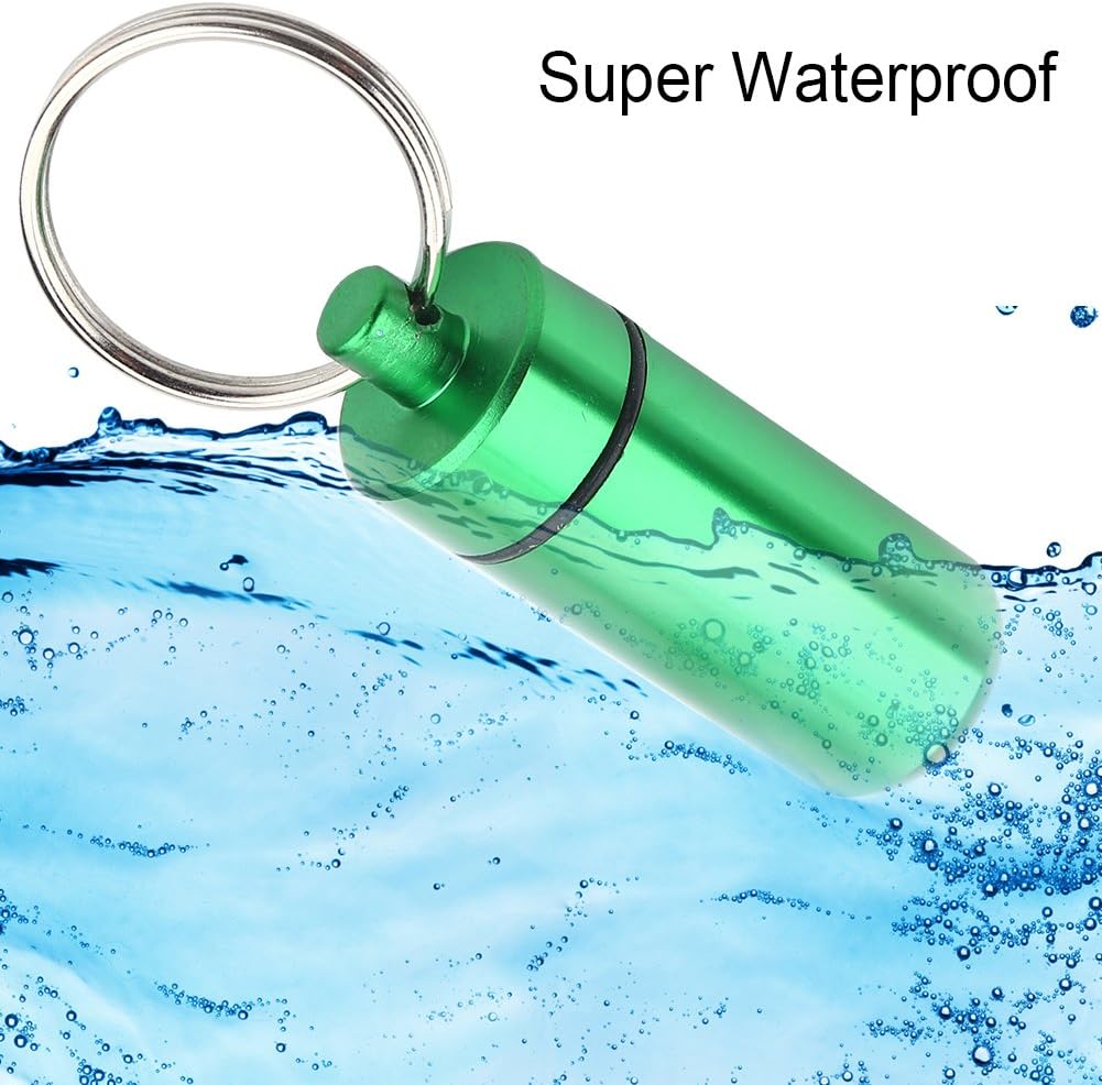 Pastillero, mini pastillero de aluminio impermeable, organizador de botellas con llavero para medicamentos al aire libre (9 unidades)