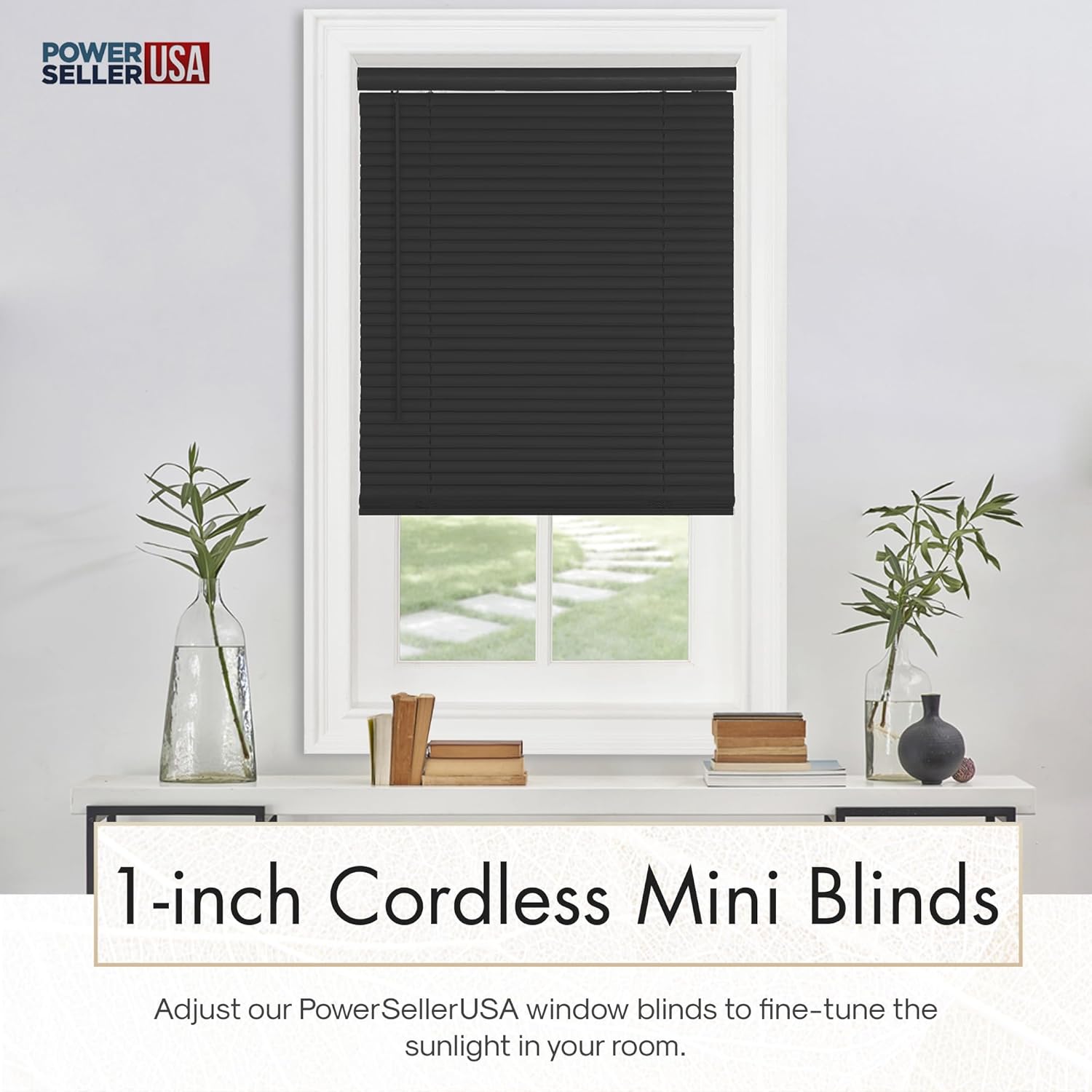 PowerSellerUSA Persianas inalámbricas con listones de 1 pulgada, 64 pulgadas de largo x 31 pulgadas de ancho, de vinilo para filtrar la luz, para