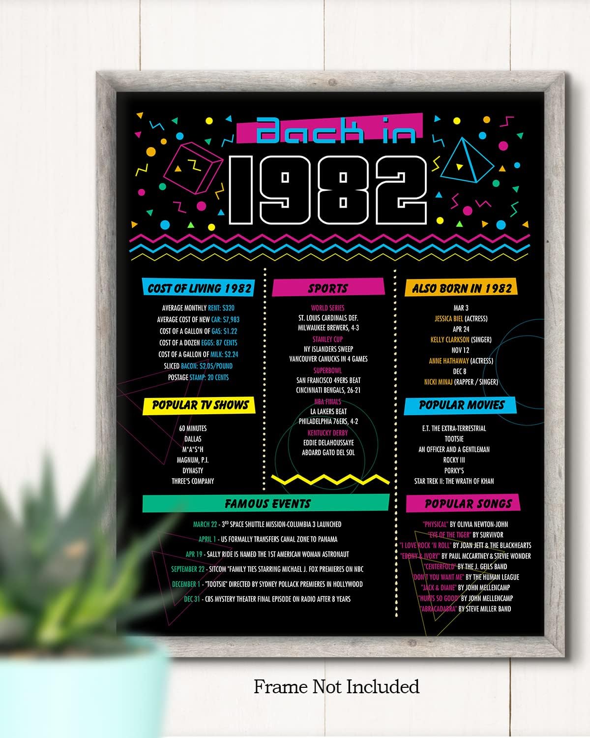 Regalos de cumpleaños número 40 para mujer – Decoración del hogar en 1982 – Regalo, decoraciones de fiesta, suministros para aniversario de boda –