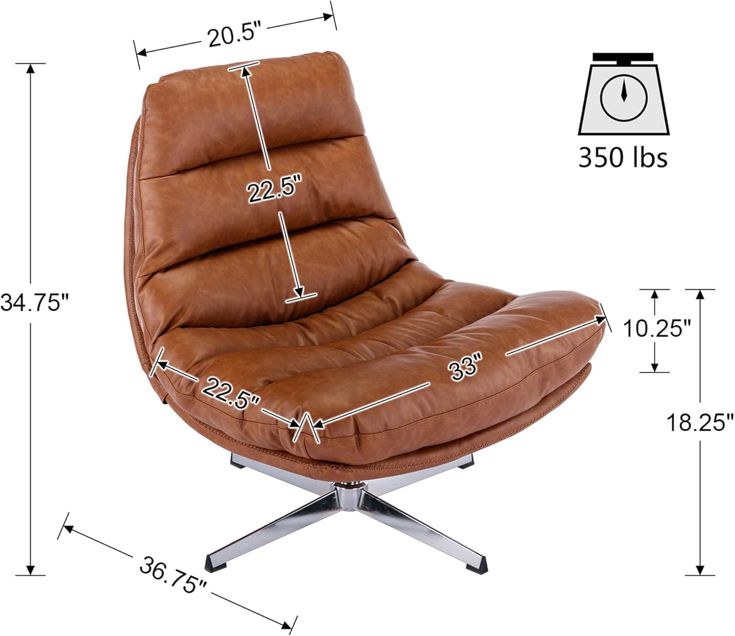VESCASA Silla decorativa giratoria tapizada con otomana, silla de lectura Leathaire con reposapiés, cómodo juego de sillas de descanso con taburete